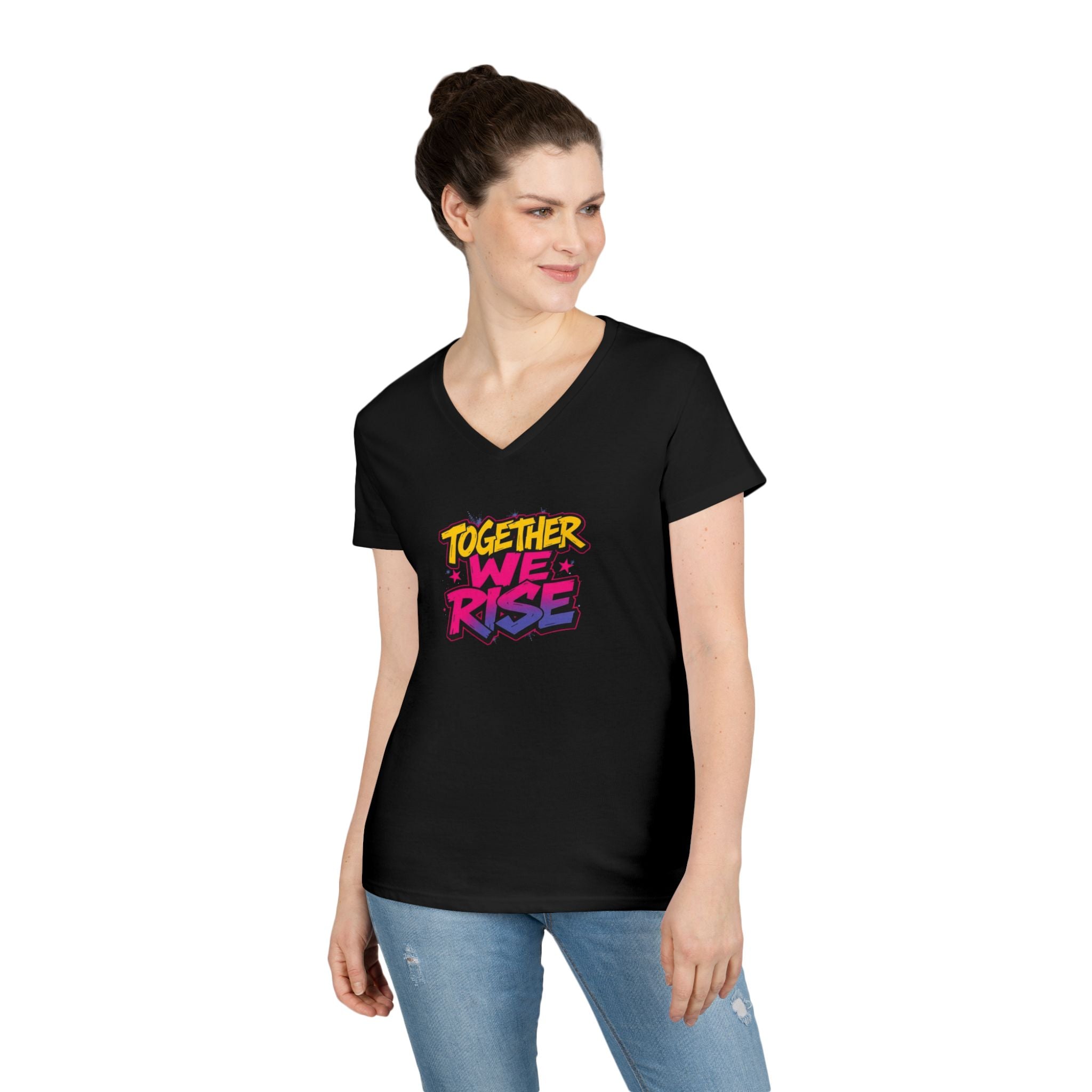 Together We Rise Ladies' V-Neck T-Shirt - Perfect Gift for Mother's Day