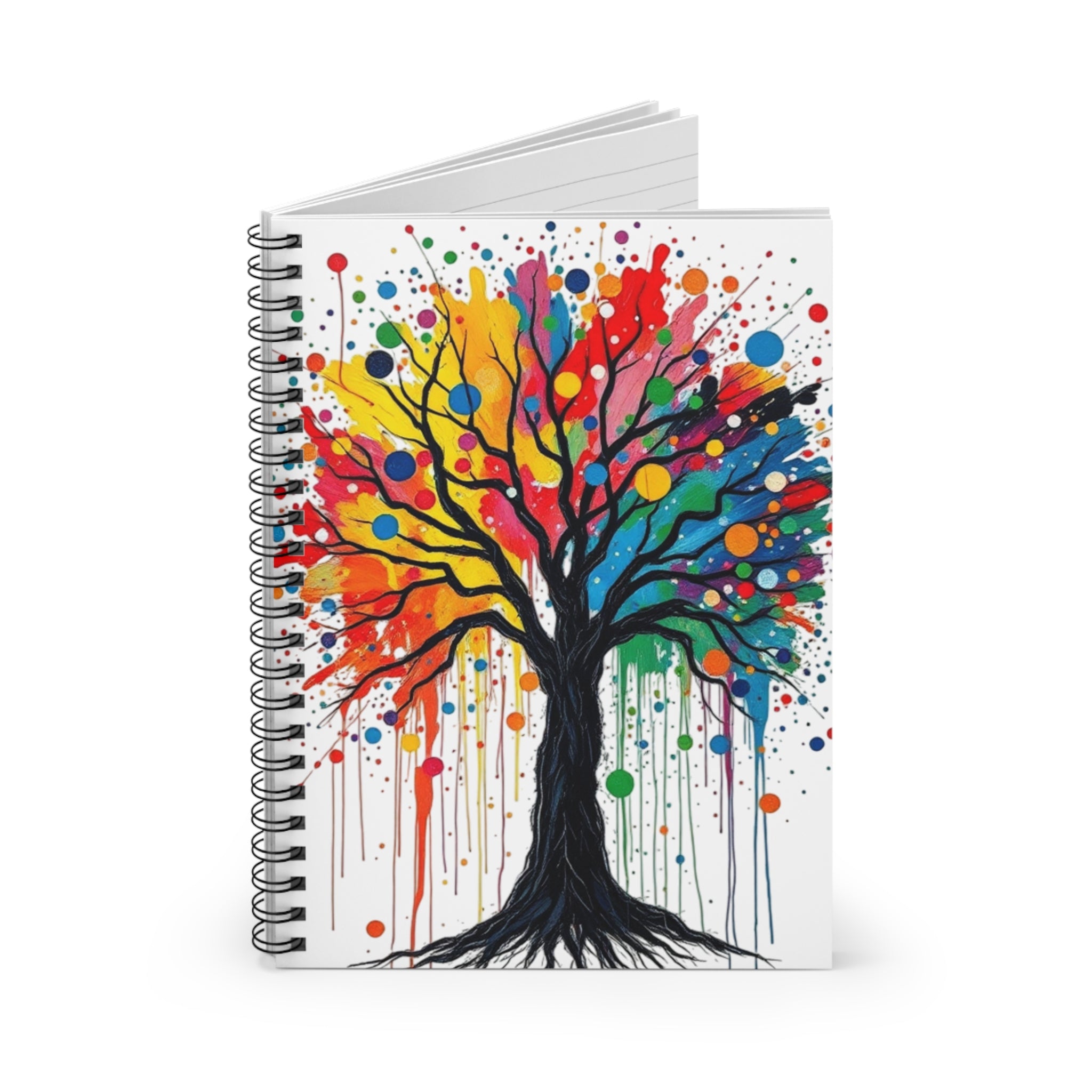 Colorful Tree Art Spiral Notebook - Ruled Lines for Creativity & Inspiration