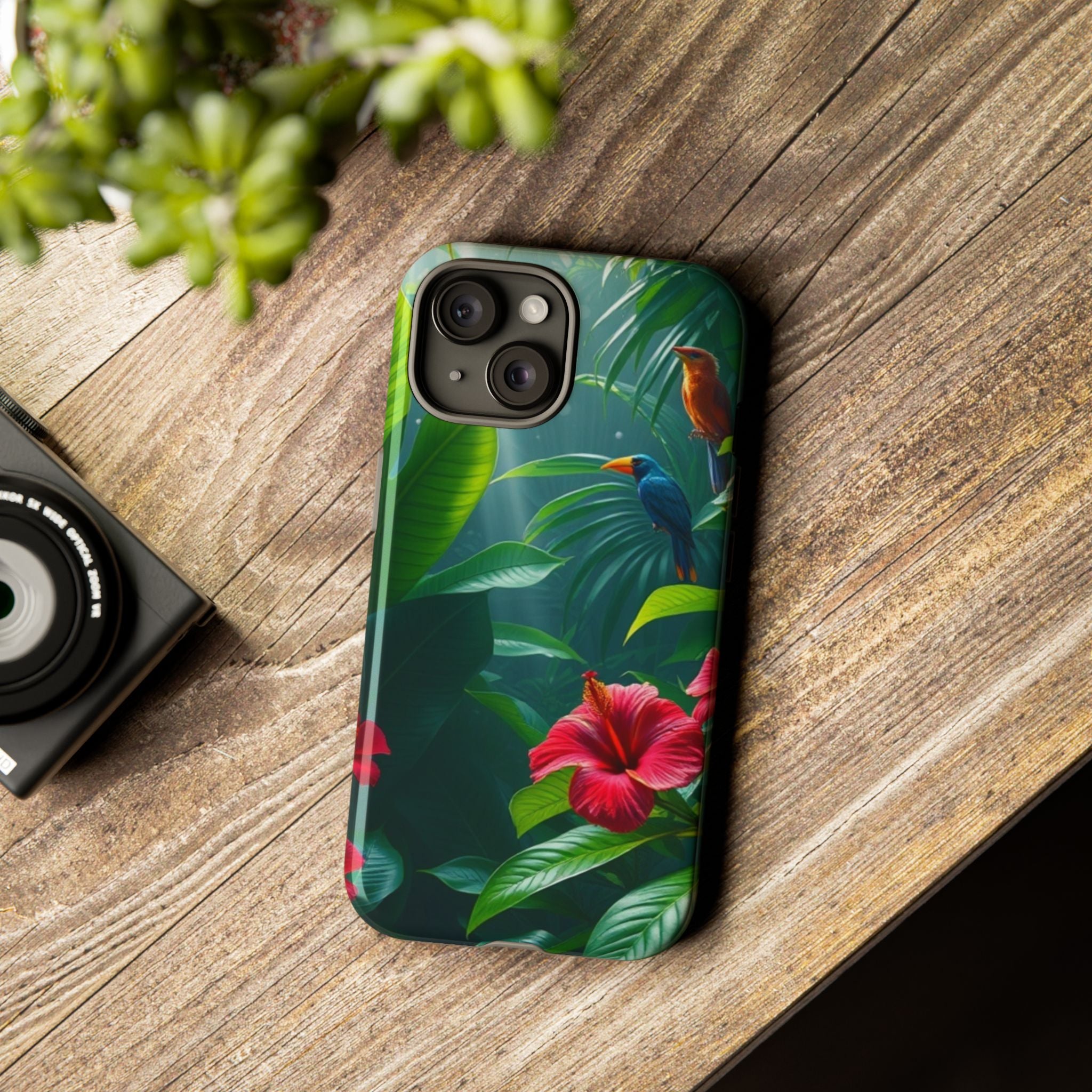 Android OR iPhone Compatible Cases - Tropical Flower & Bird Design - Unique Tough Cases