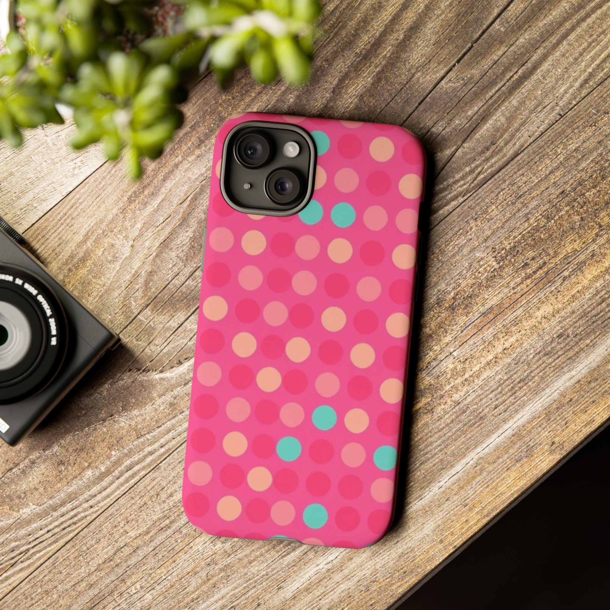 Android OR iPhone Protective Cases - Retro Polka Dots Pattern Tough Case