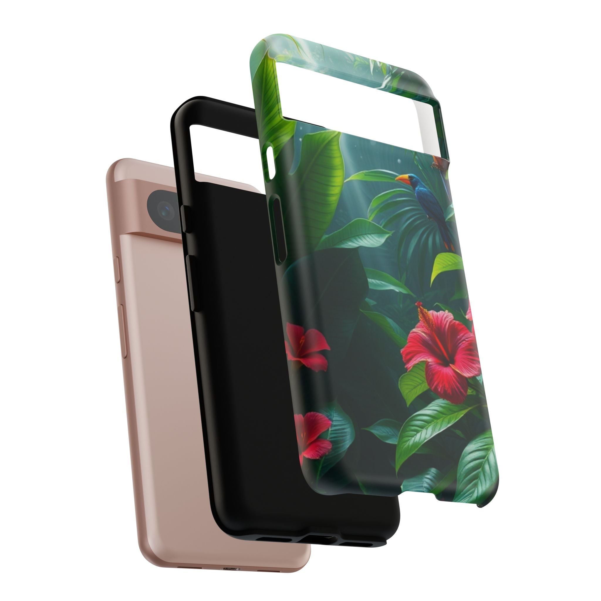Android OR iPhone Compatible Cases - Tropical Flower & Bird Design - Unique Tough Cases
