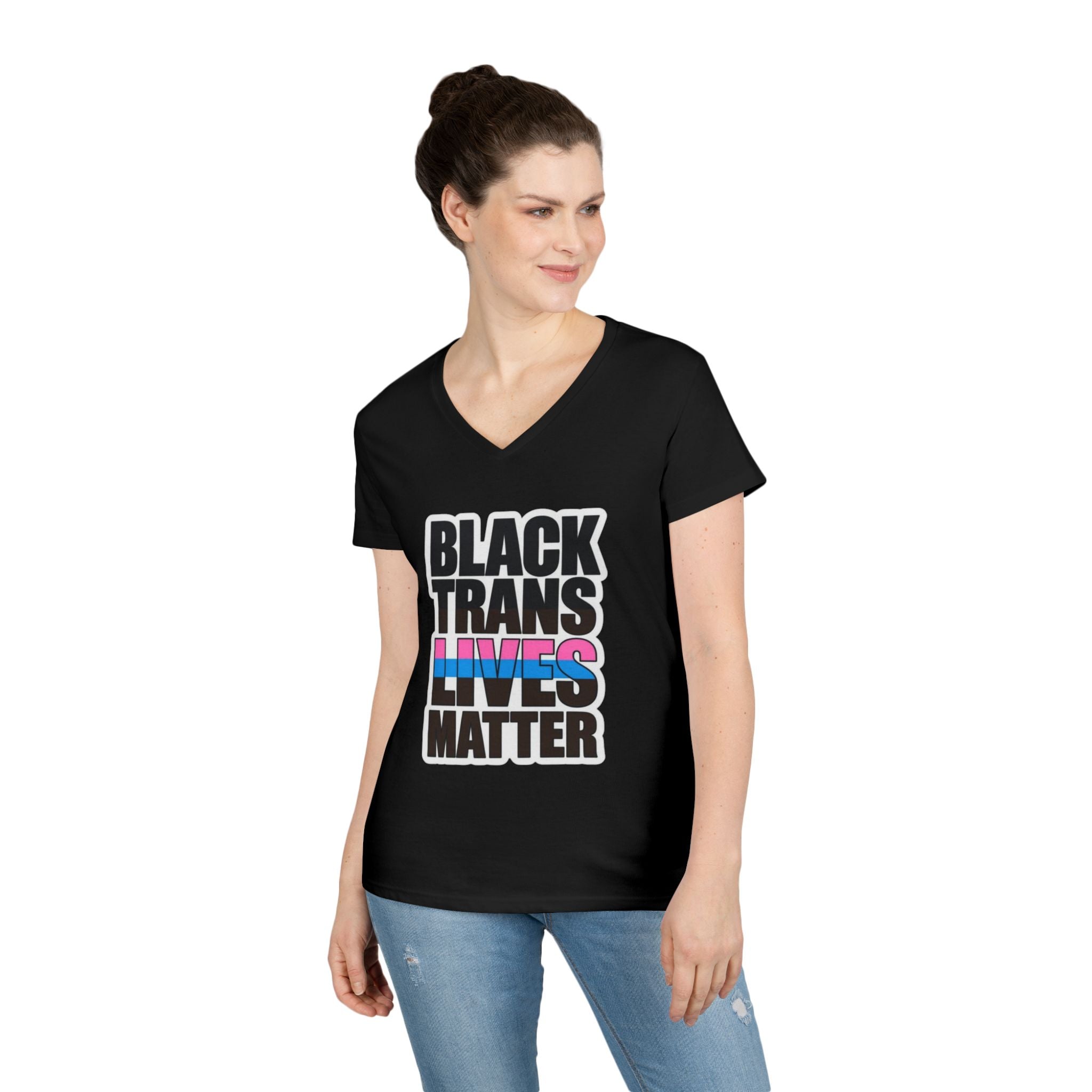 Black Trans Lives Matter V-Neck T-Shirt - Empowering Pride Apparel