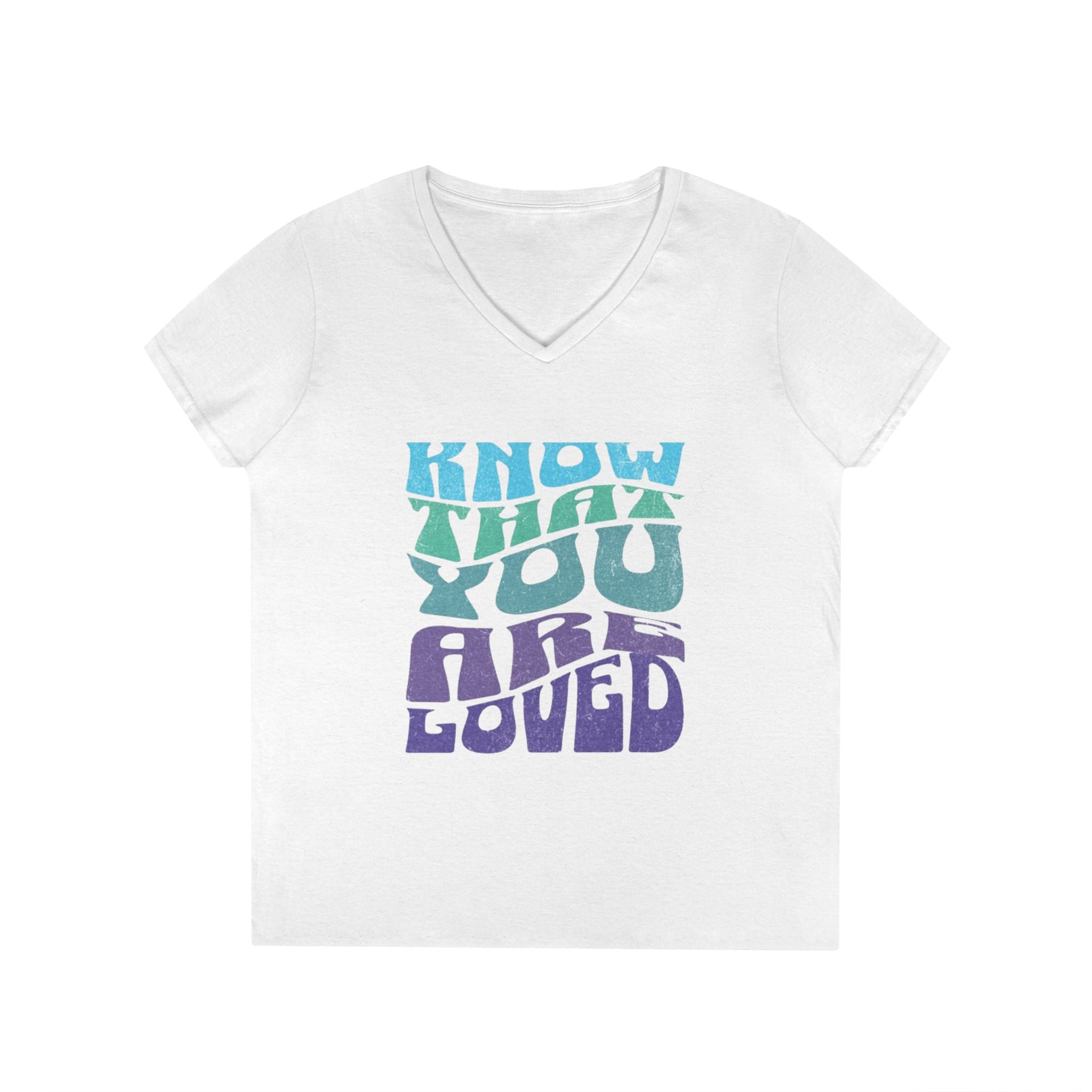 V-Neck T-Shirt - Know That You Are Loved Vintage Design