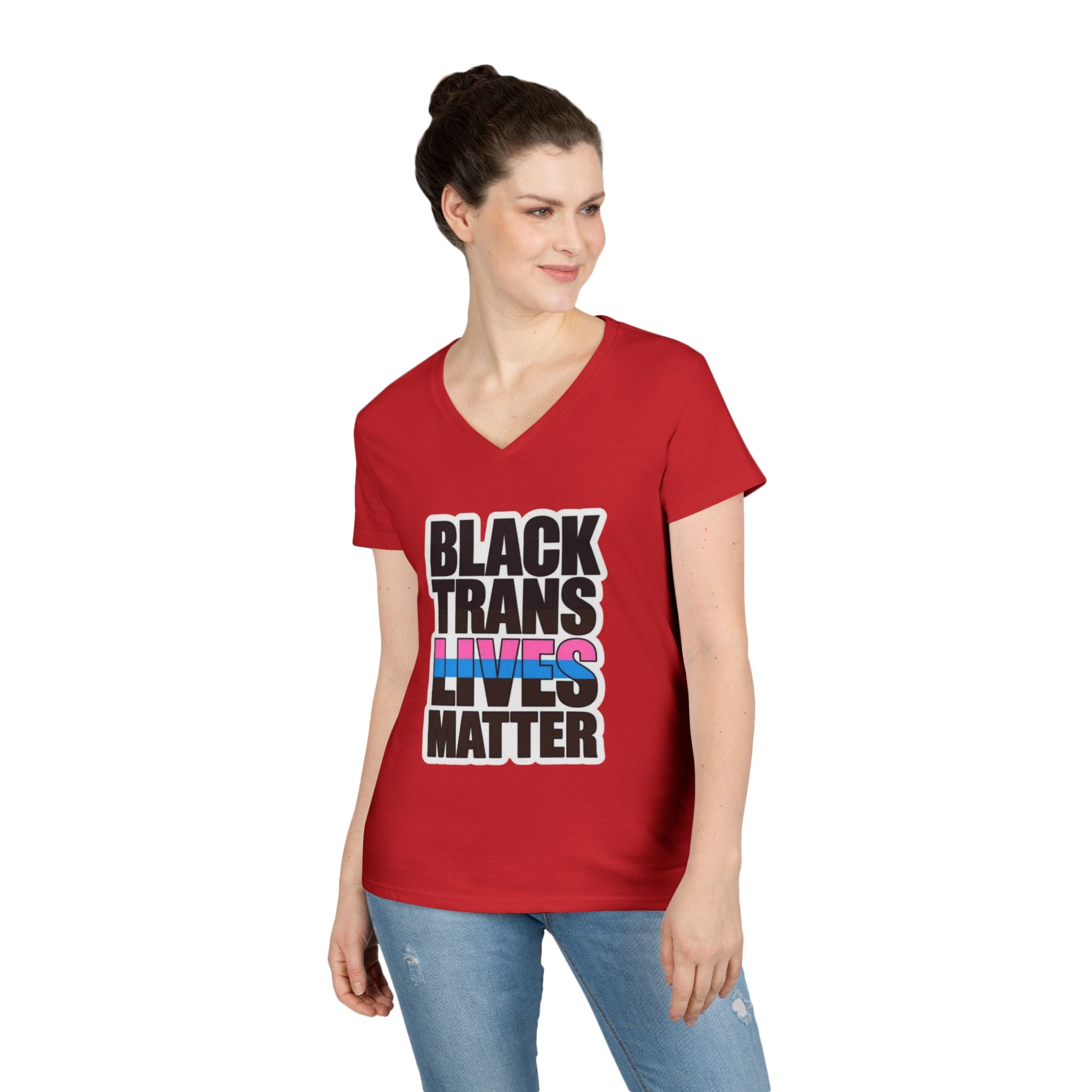 Black Trans Lives Matter V-Neck T-Shirt - Empowering Pride Apparel