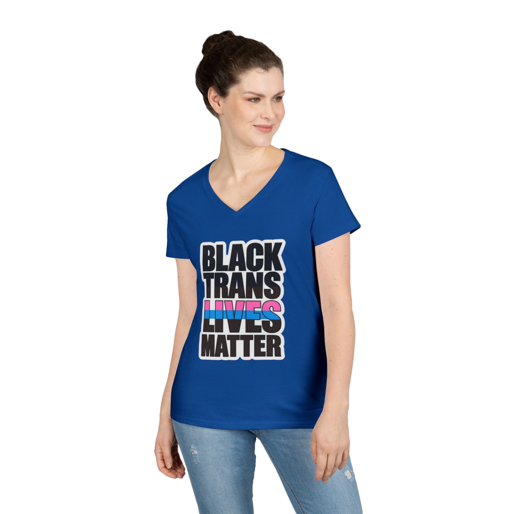 Black Trans Lives Matter V-Neck T-Shirt - Empowering Pride Apparel