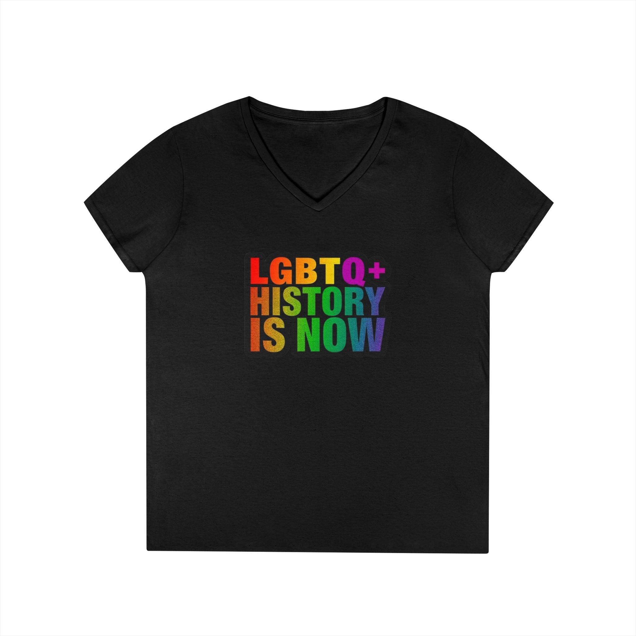 LGBTQ+ History V-Neck T-Shirt for Pride and Awareness