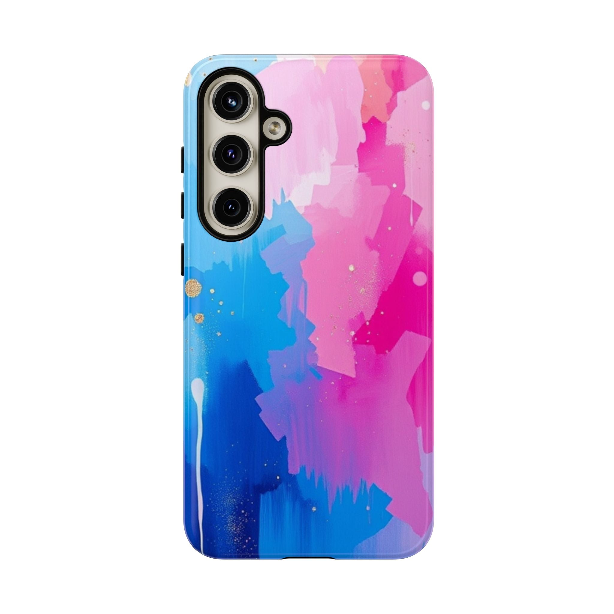 Android OR iPhone Compatible Cases - Pink and Blue Color Splash Design
