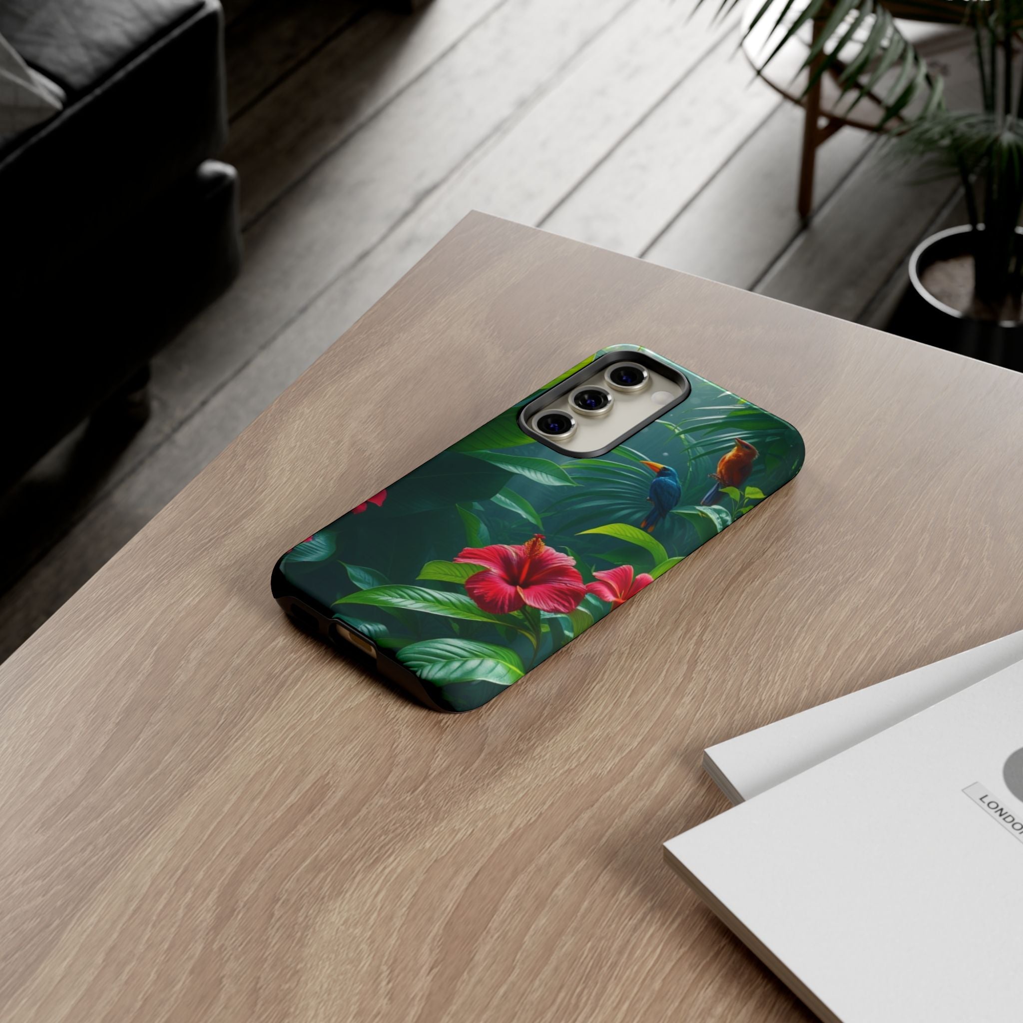 Android OR iPhone Compatible Cases - Tropical Flower & Bird Design - Unique Tough Cases