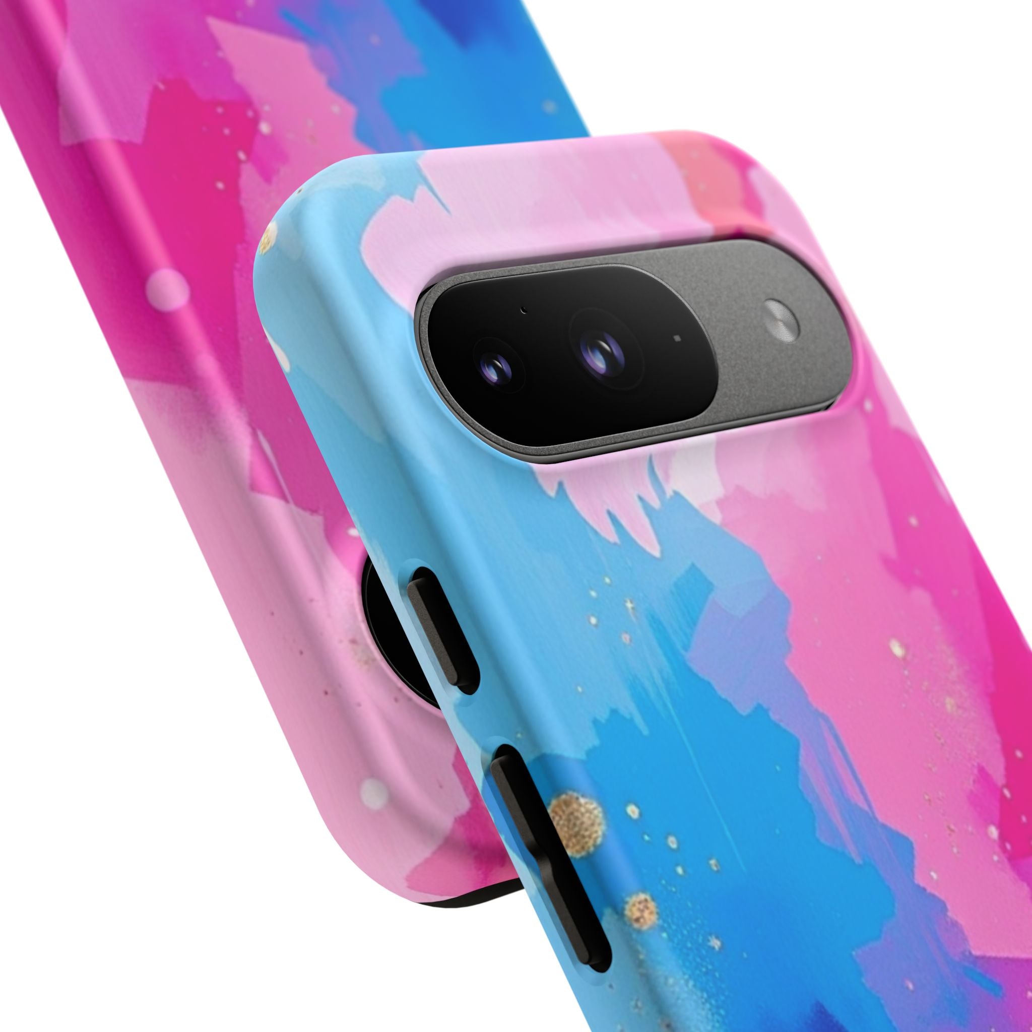 Android OR iPhone Compatible Cases - Pink and Blue Color Splash Design
