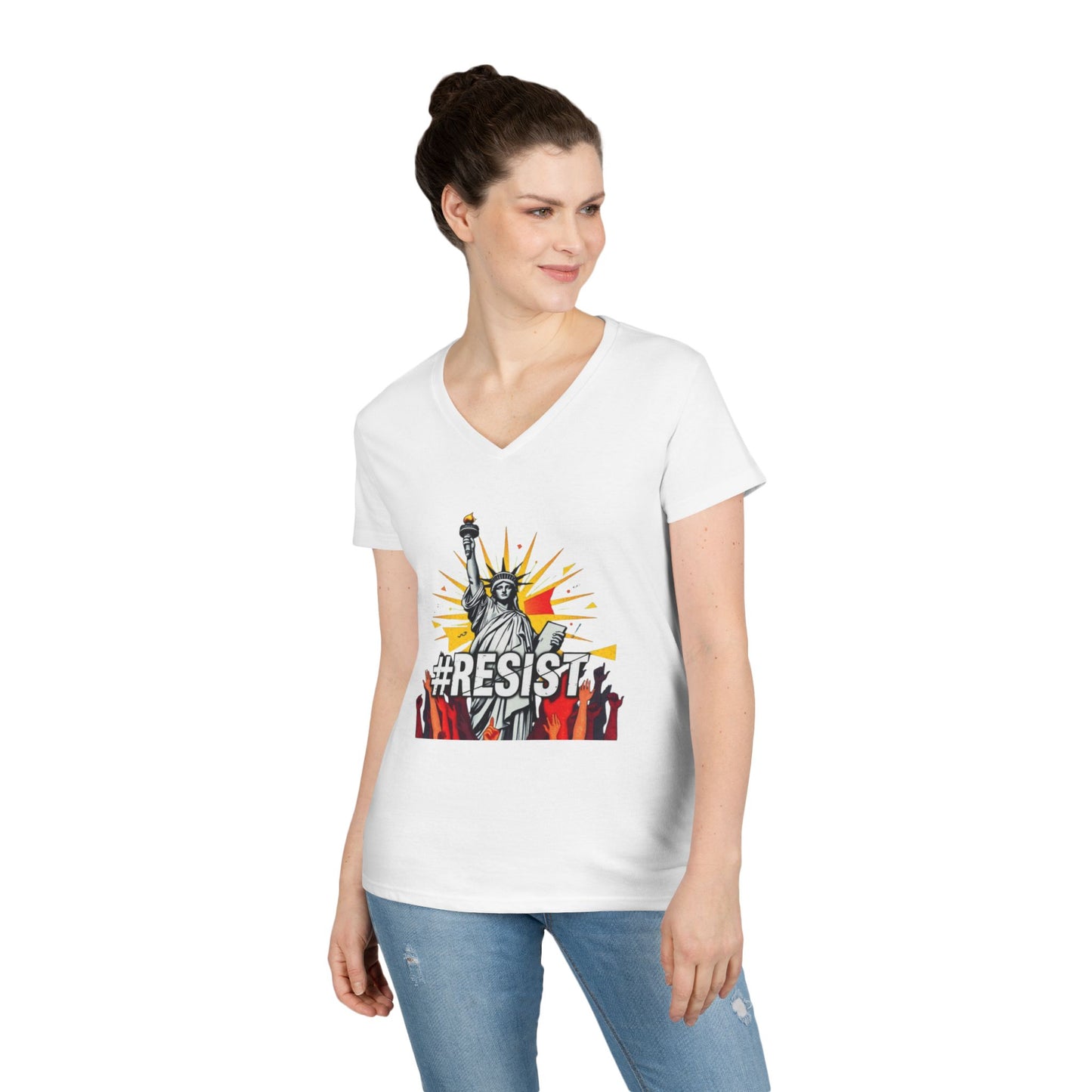 #RESIST Ladies' V-Neck T-Shirt - Empowering Activism Apparel