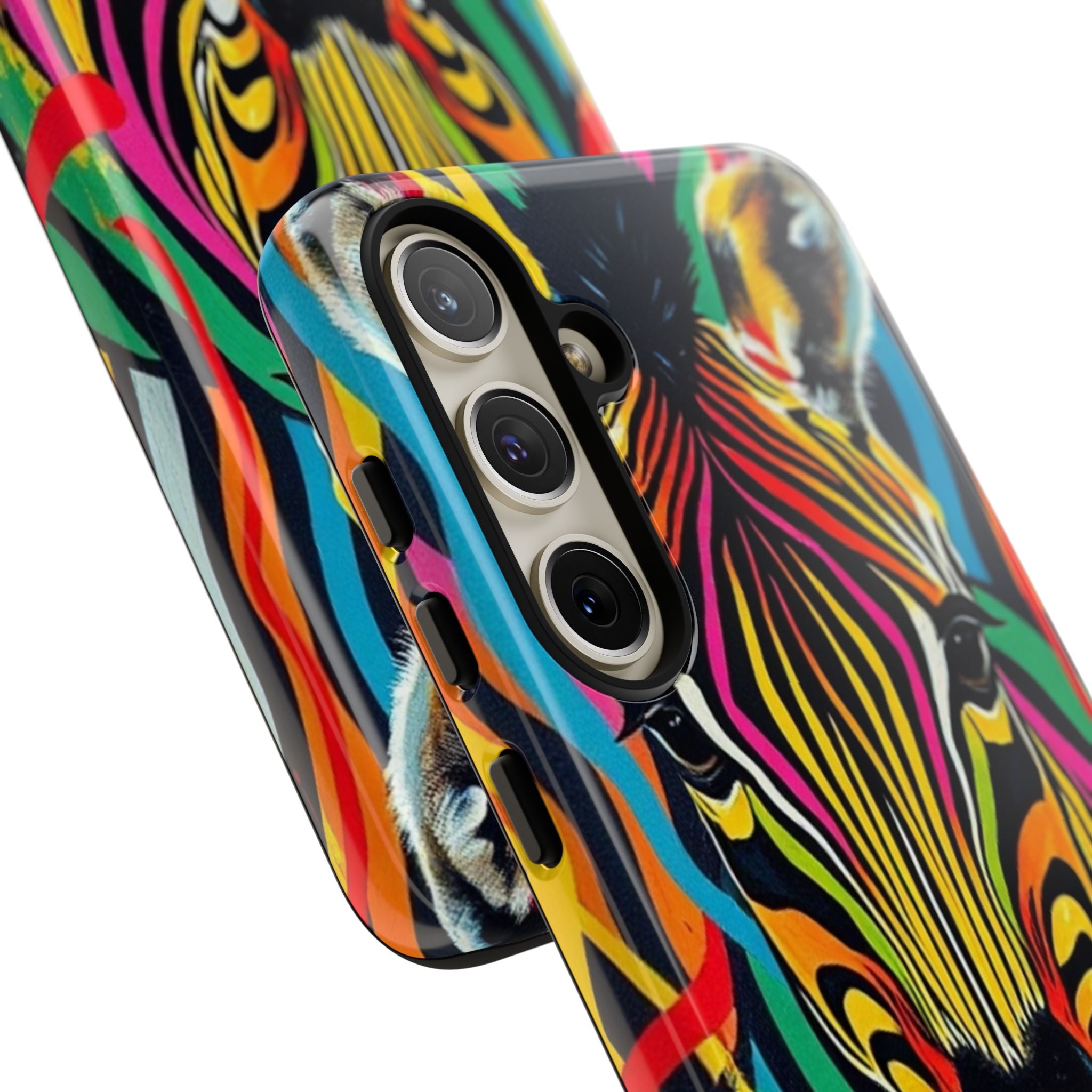 Android OR iPhone Compatible Cases - Rainbow Zebra Design - Unique Tough Cases