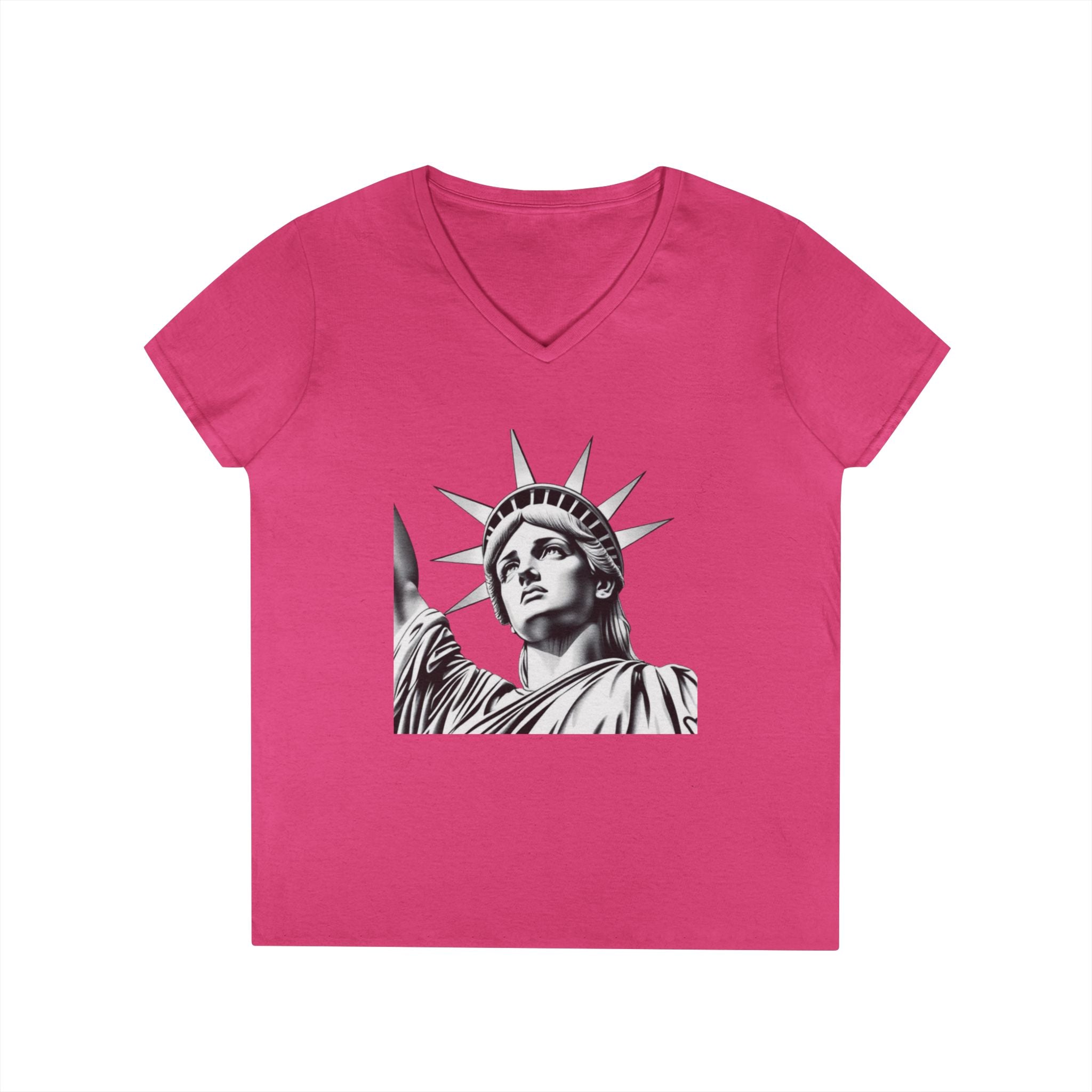 Liberty Graphic Ladies' V-Neck T-Shirt - Empowering Women's Tee for Casual Wear