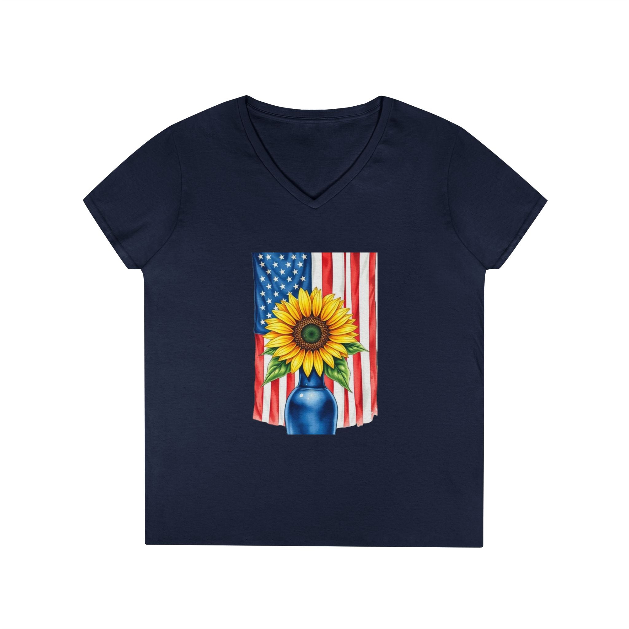 V-Neck T-Shirt Patriotic Americans Stand Behind Ukraine