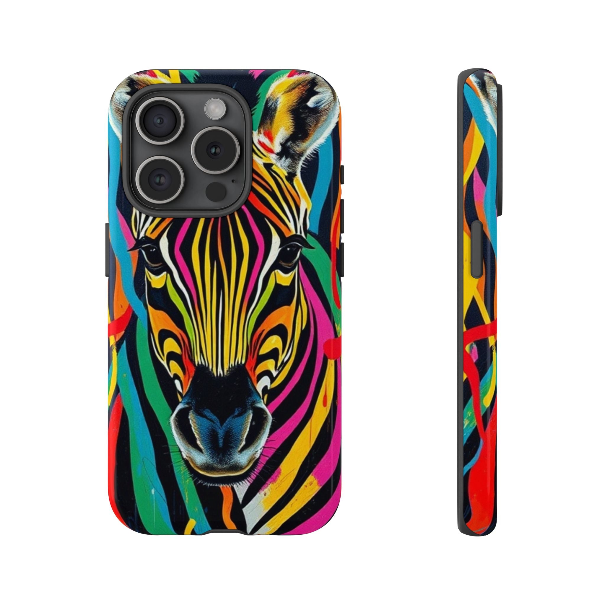 Android OR iPhone Compatible Cases - Rainbow Zebra Design - Unique Tough Cases