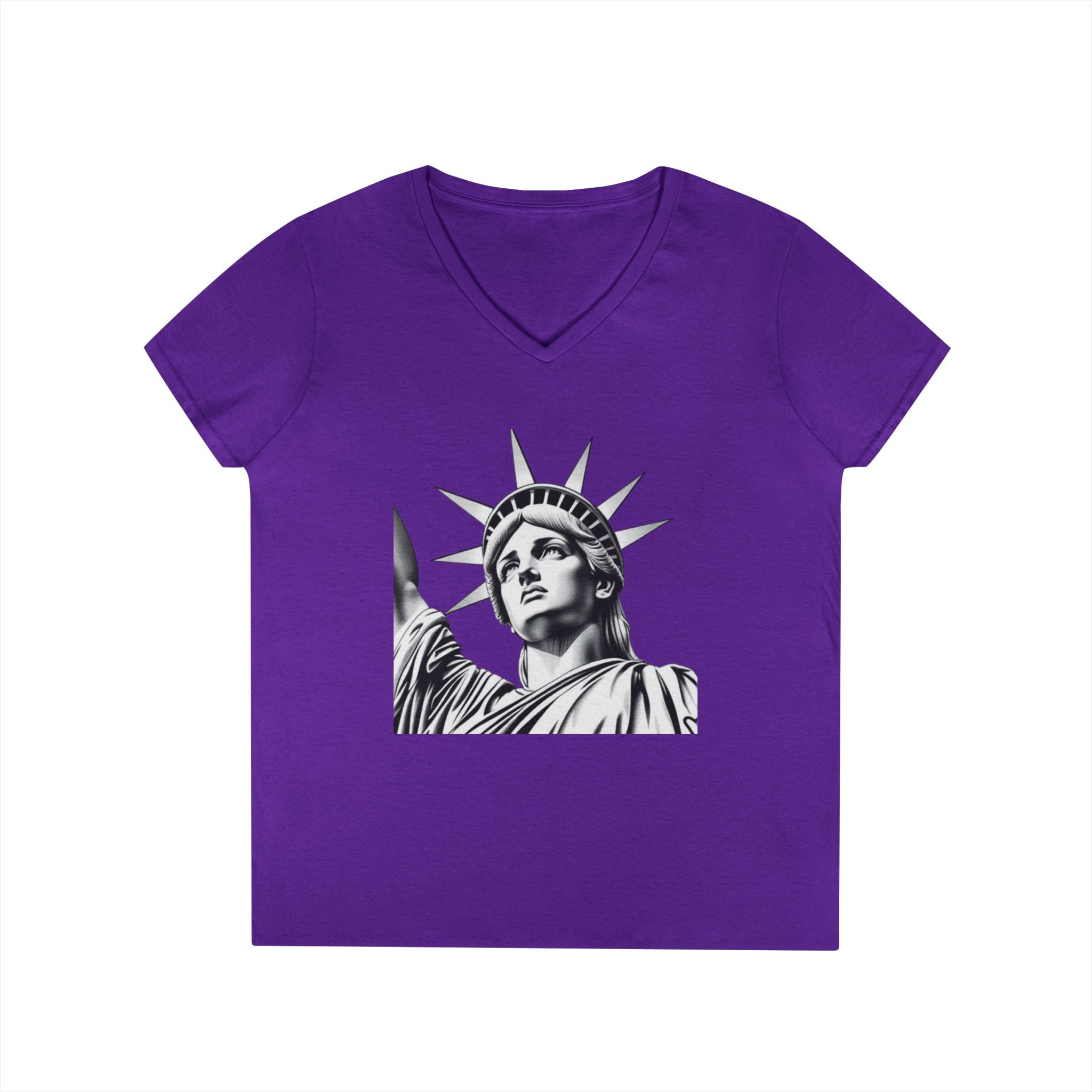 Liberty Graphic Ladies' V-Neck T-Shirt - Empowering Women's Tee for Casual Wear