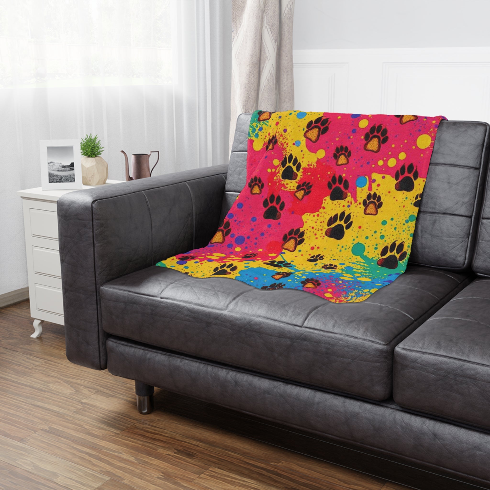 Colorful Puppy Paws - Microfiber Blanket - EqualiTees.Me