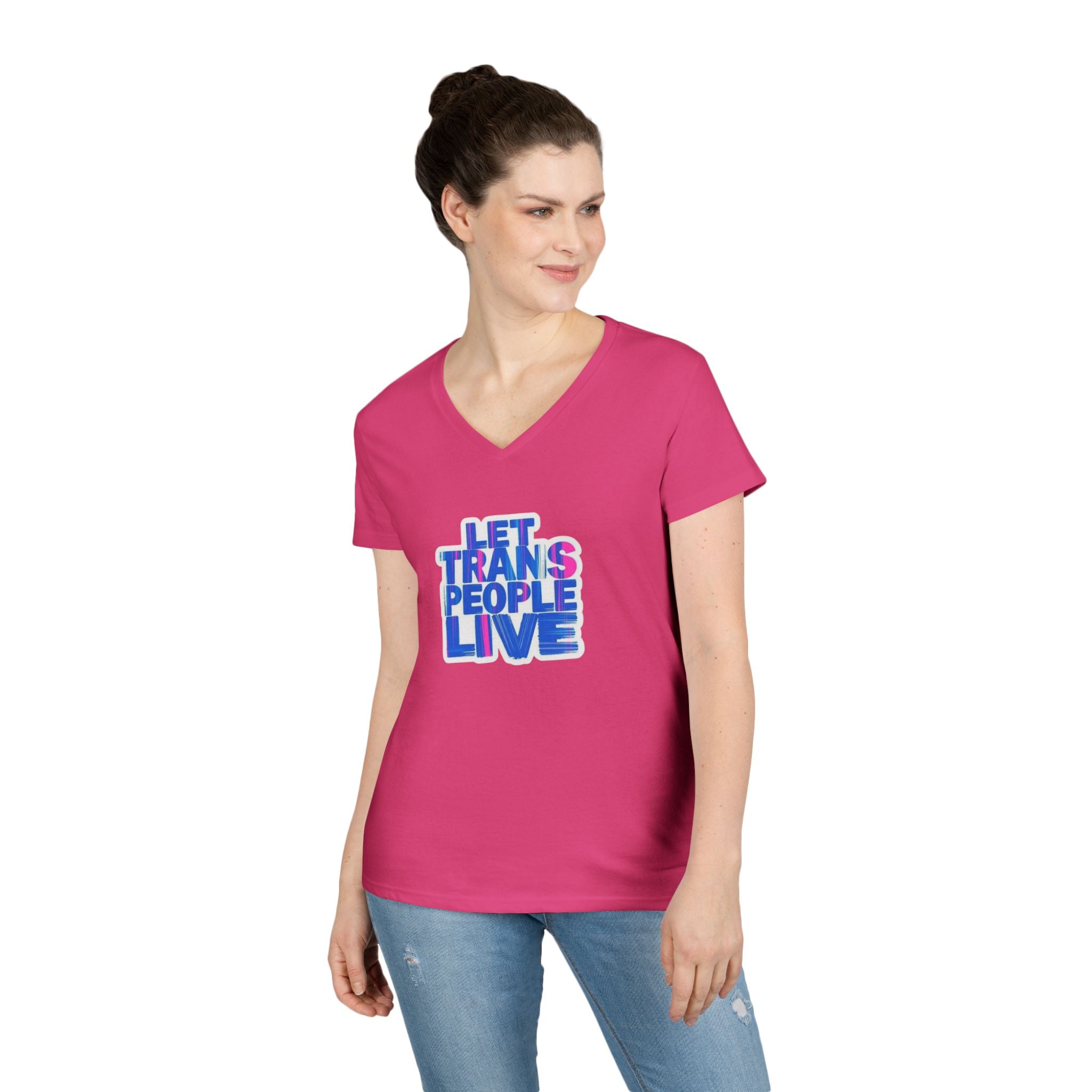 V-Neck T-Shirt Let Trans People Live Protest Design