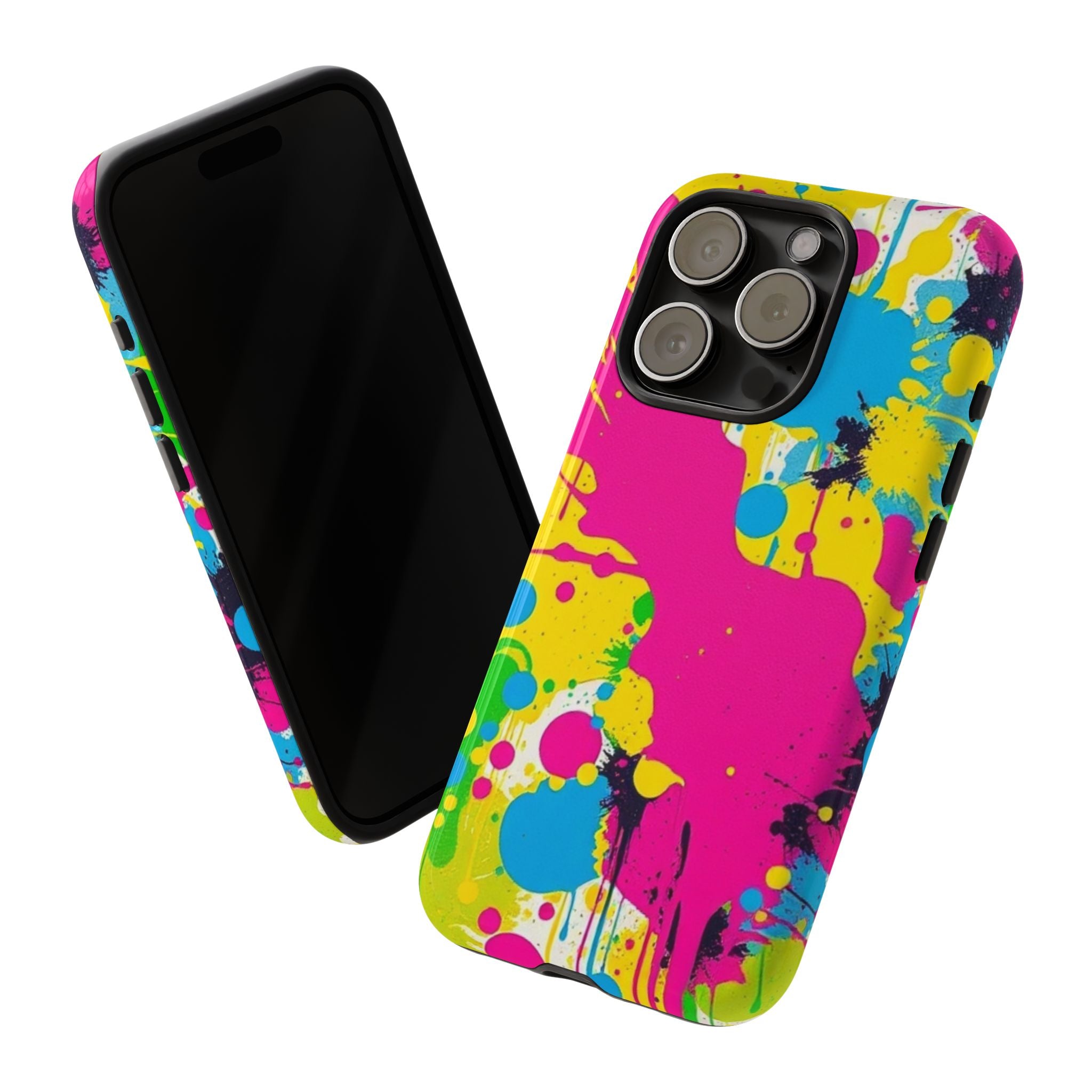 Android OR iPhone Compatible Cases - Crazy Retro Color Splash Design - Unique Tough Cases