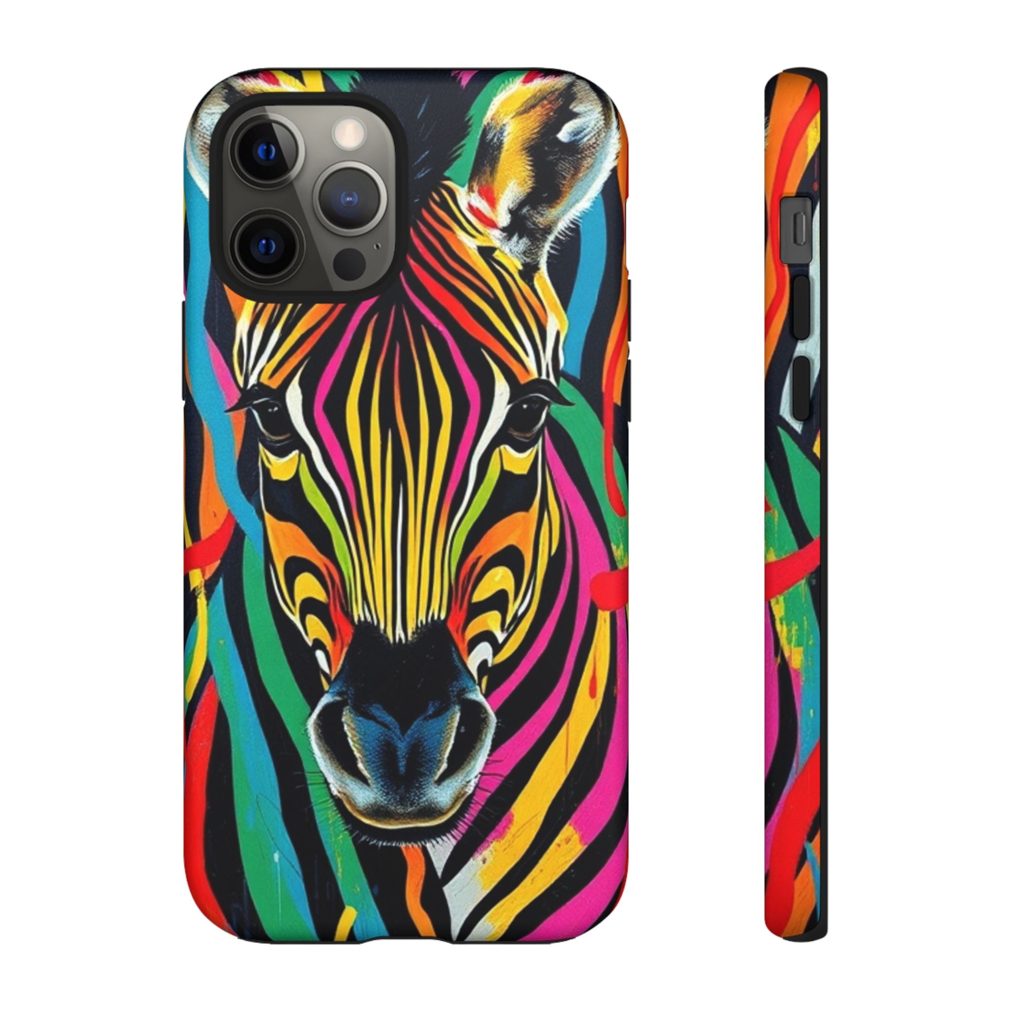Android OR iPhone Compatible Cases - Rainbow Zebra Design - Unique Tough Cases