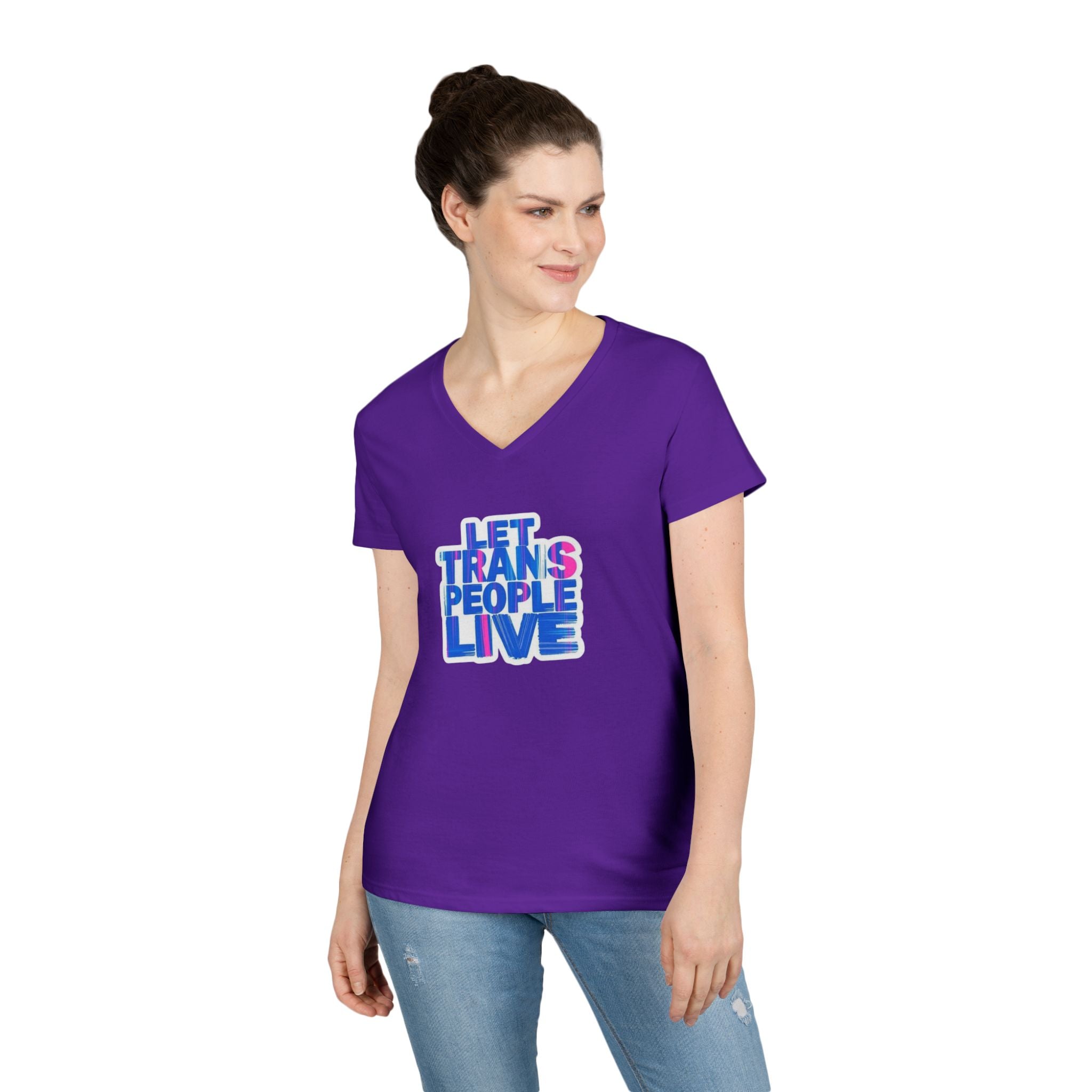 V-Neck T-Shirt Let Trans People Live Protest Design