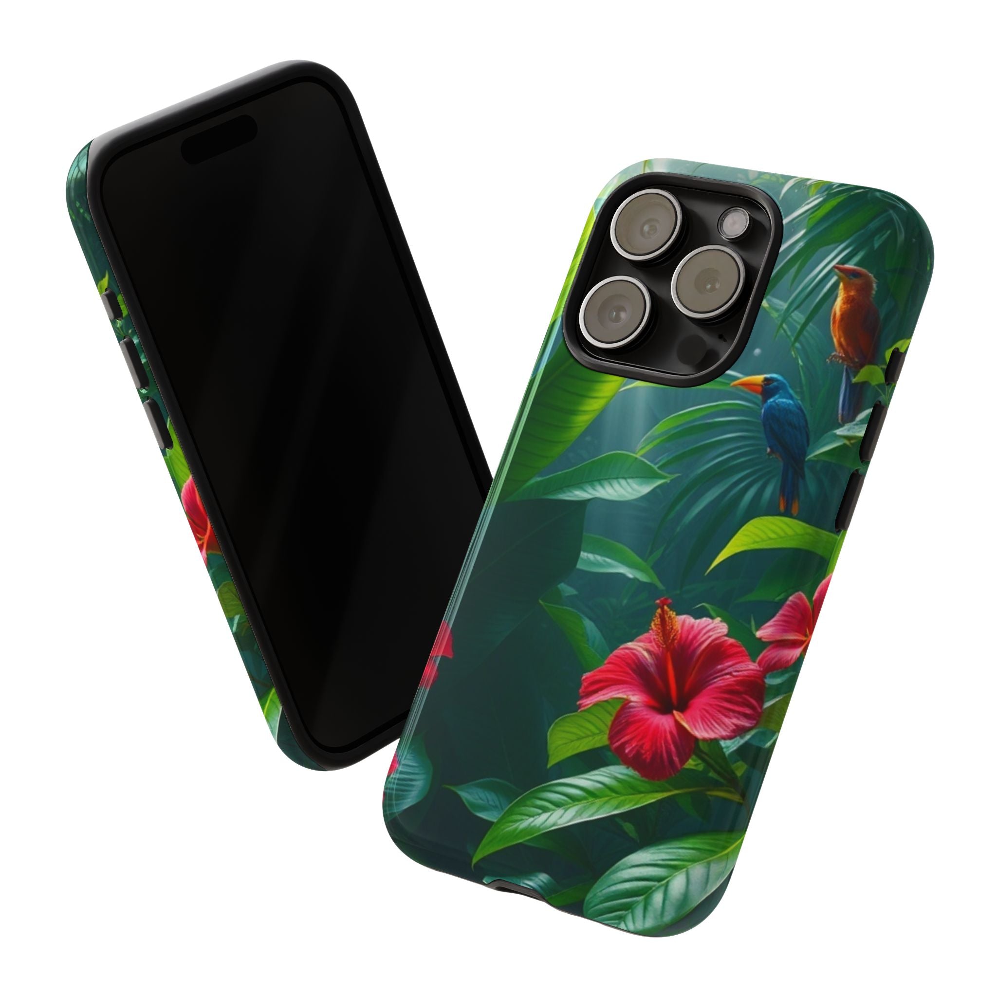 Android OR iPhone Compatible Cases - Tropical Flower & Bird Design - Unique Tough Cases