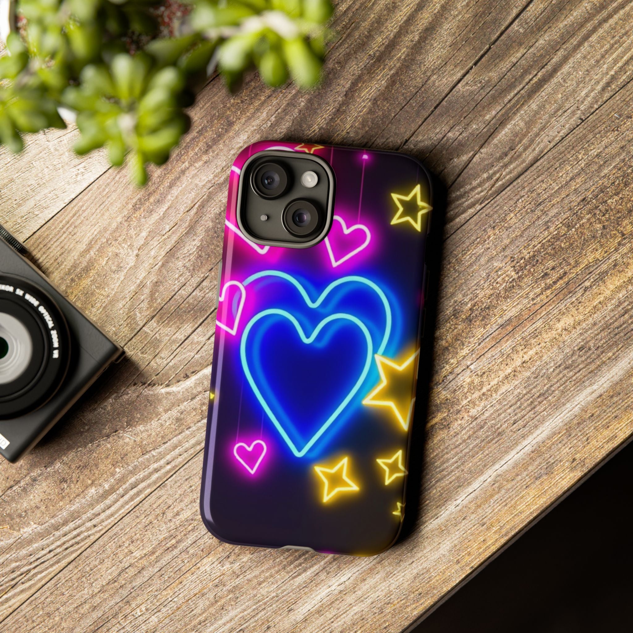 Android OR iPhone Compatible Cases - Neon Love Design - Unique Tough Cases