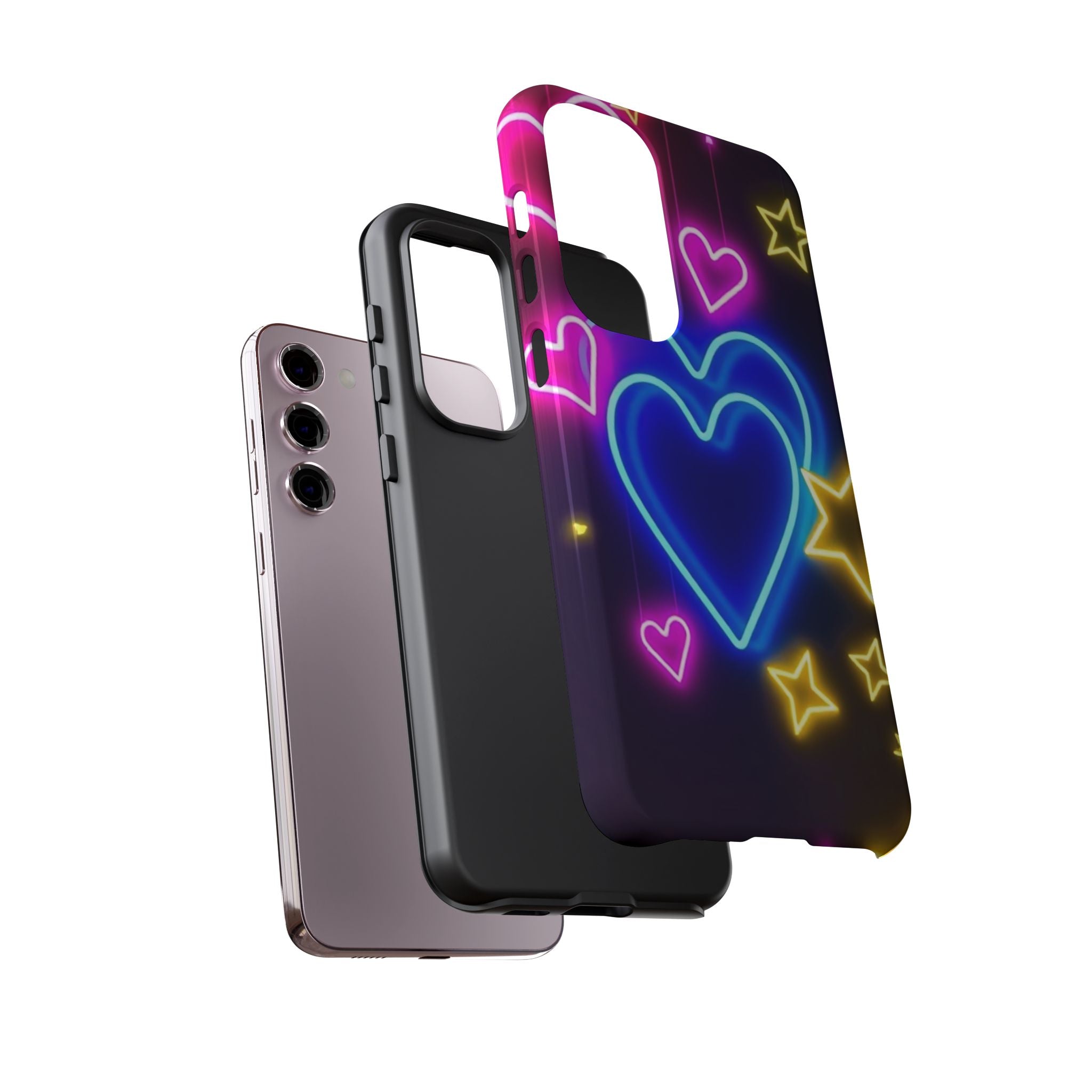 Android OR iPhone Compatible Cases - Neon Love Design - Unique Tough Cases