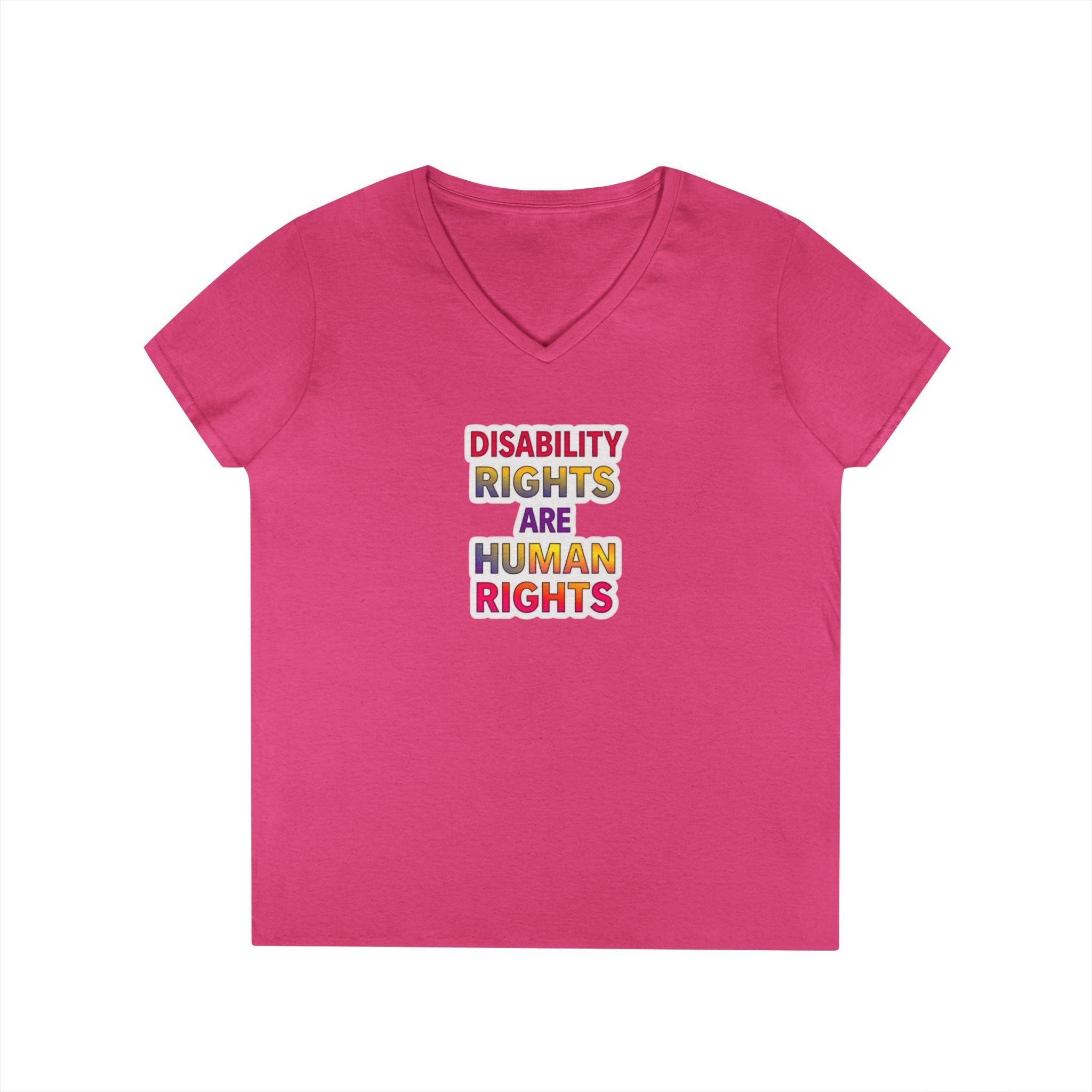 Empowering Ladies' V-Neck T-Shirt - Disability Rights Are Human Rights