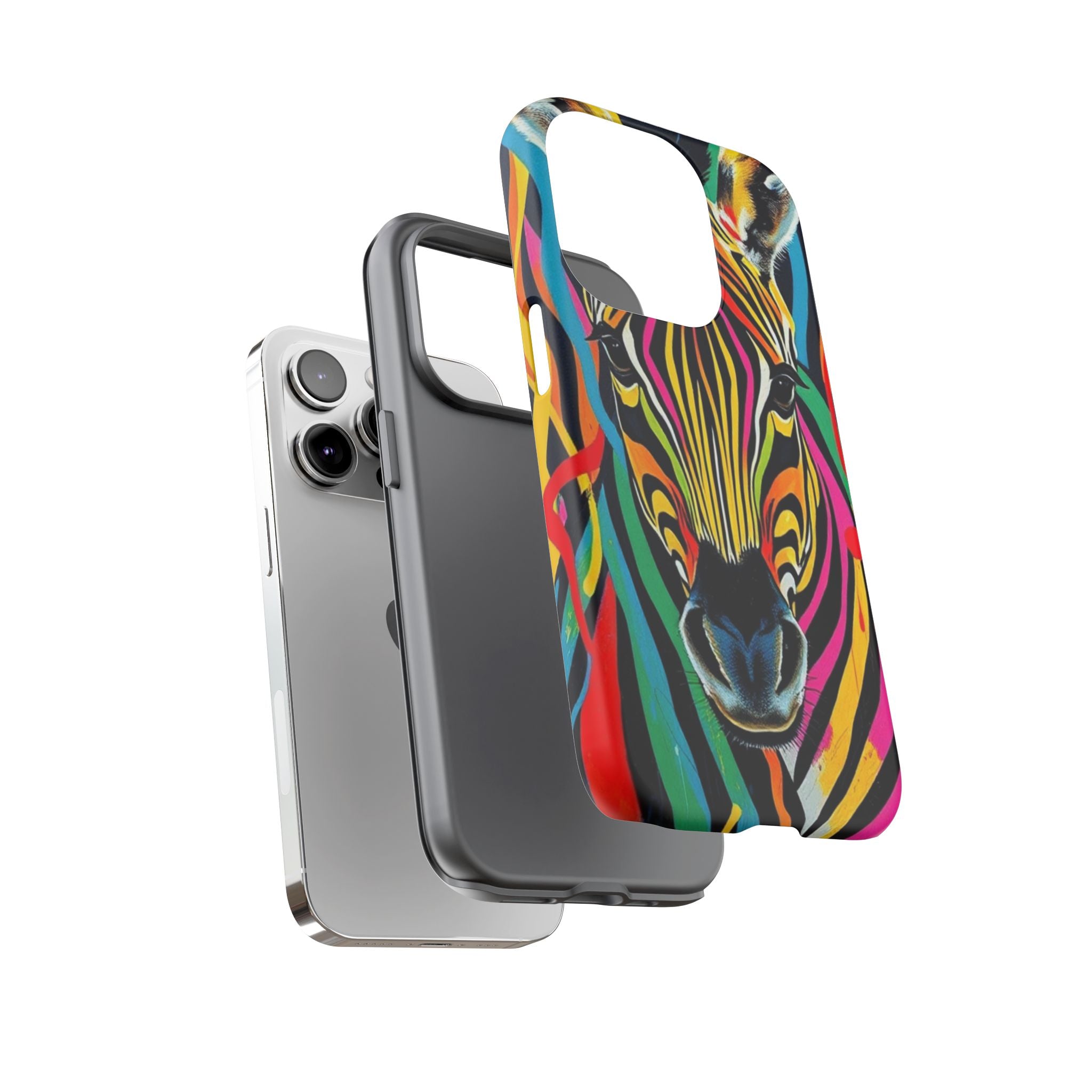 Android OR iPhone Compatible Cases - Rainbow Zebra Design - Unique Tough Cases