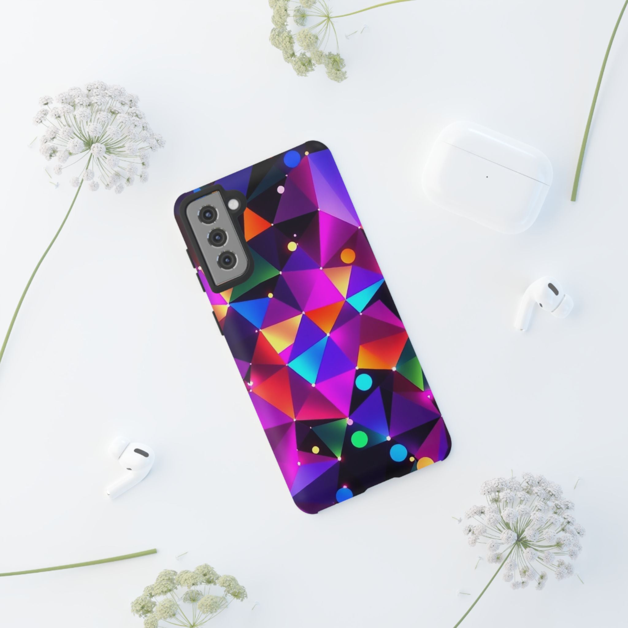 Android OR iPhone Compatible Cases - Colorful Angles Design - Unique Tough Cases