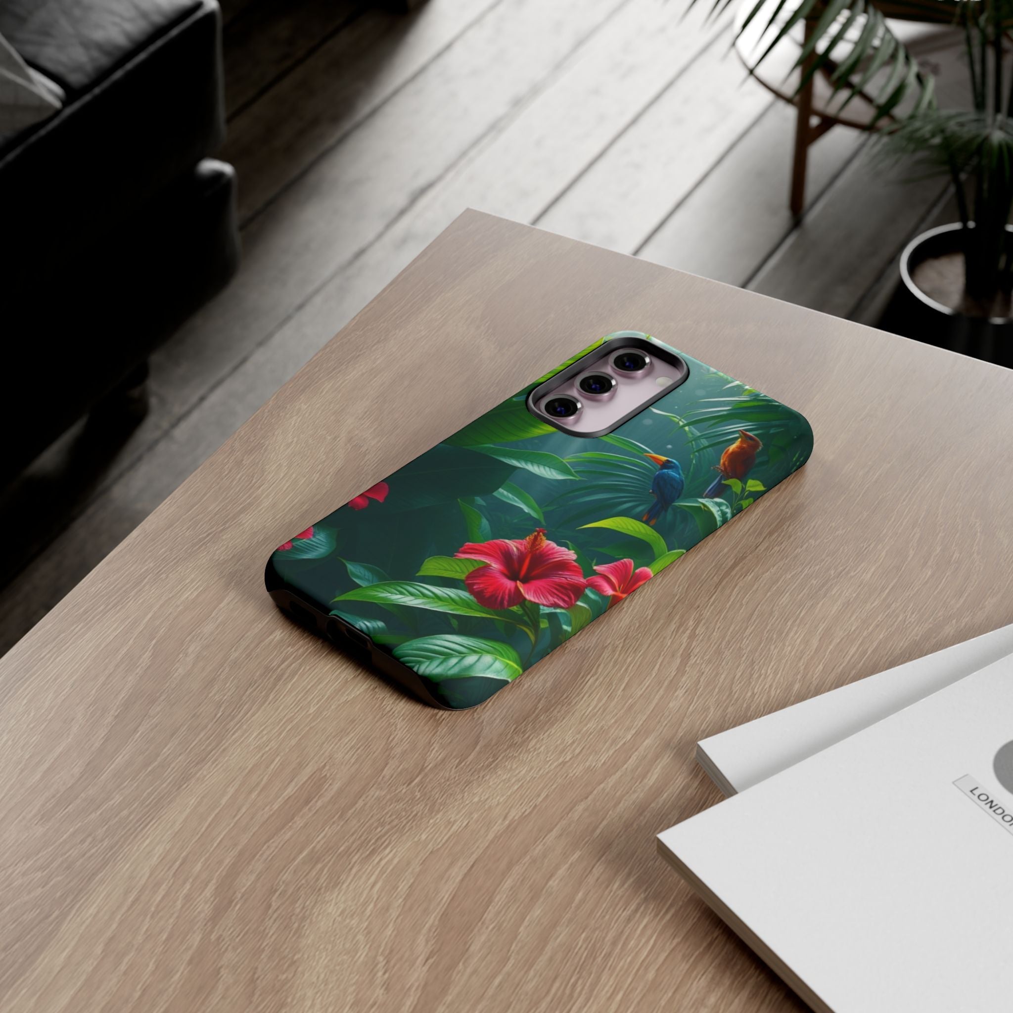 Android OR iPhone Compatible Cases - Tropical Flower & Bird Design - Unique Tough Cases