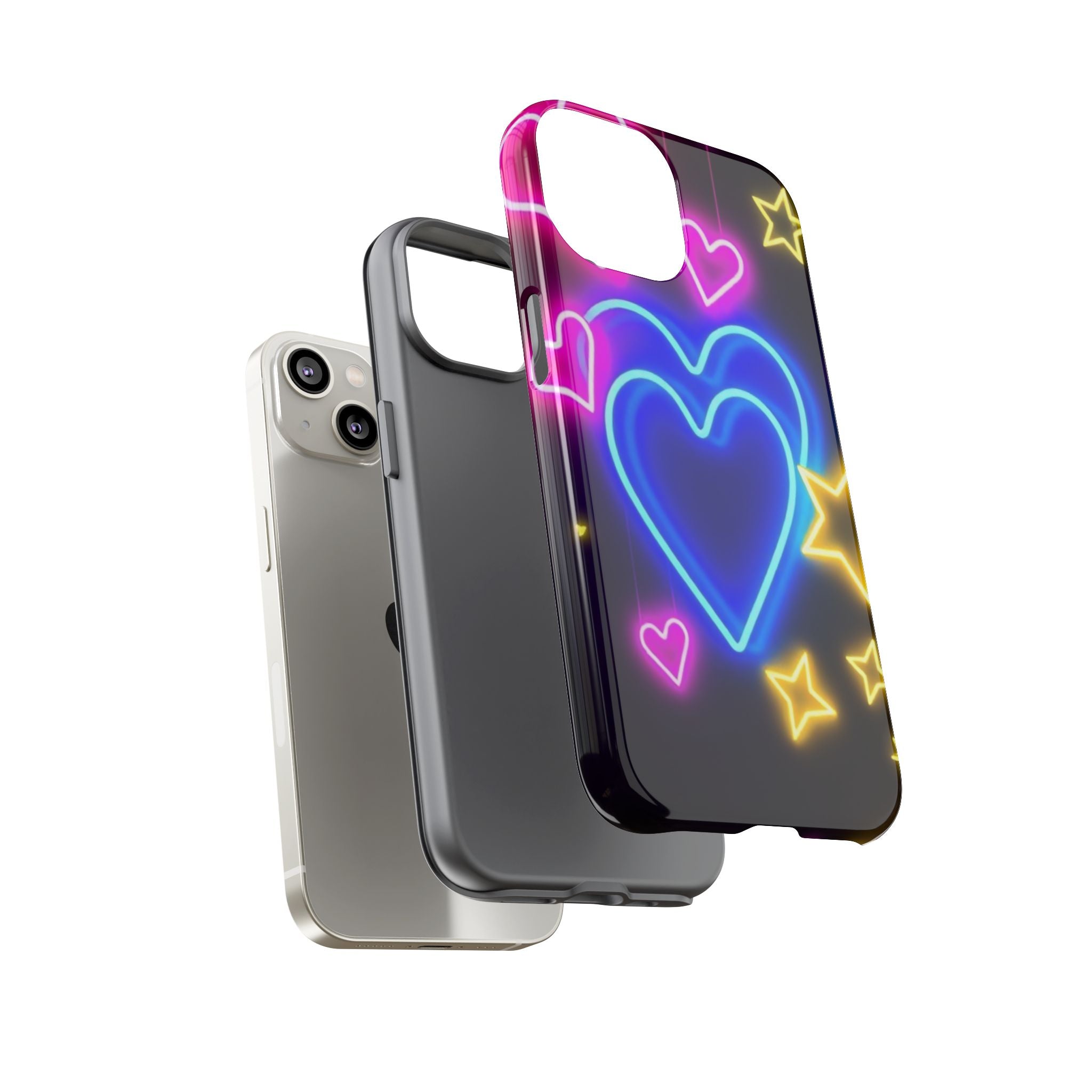 Android OR iPhone Compatible Cases - Neon Love Design - Unique Tough Cases