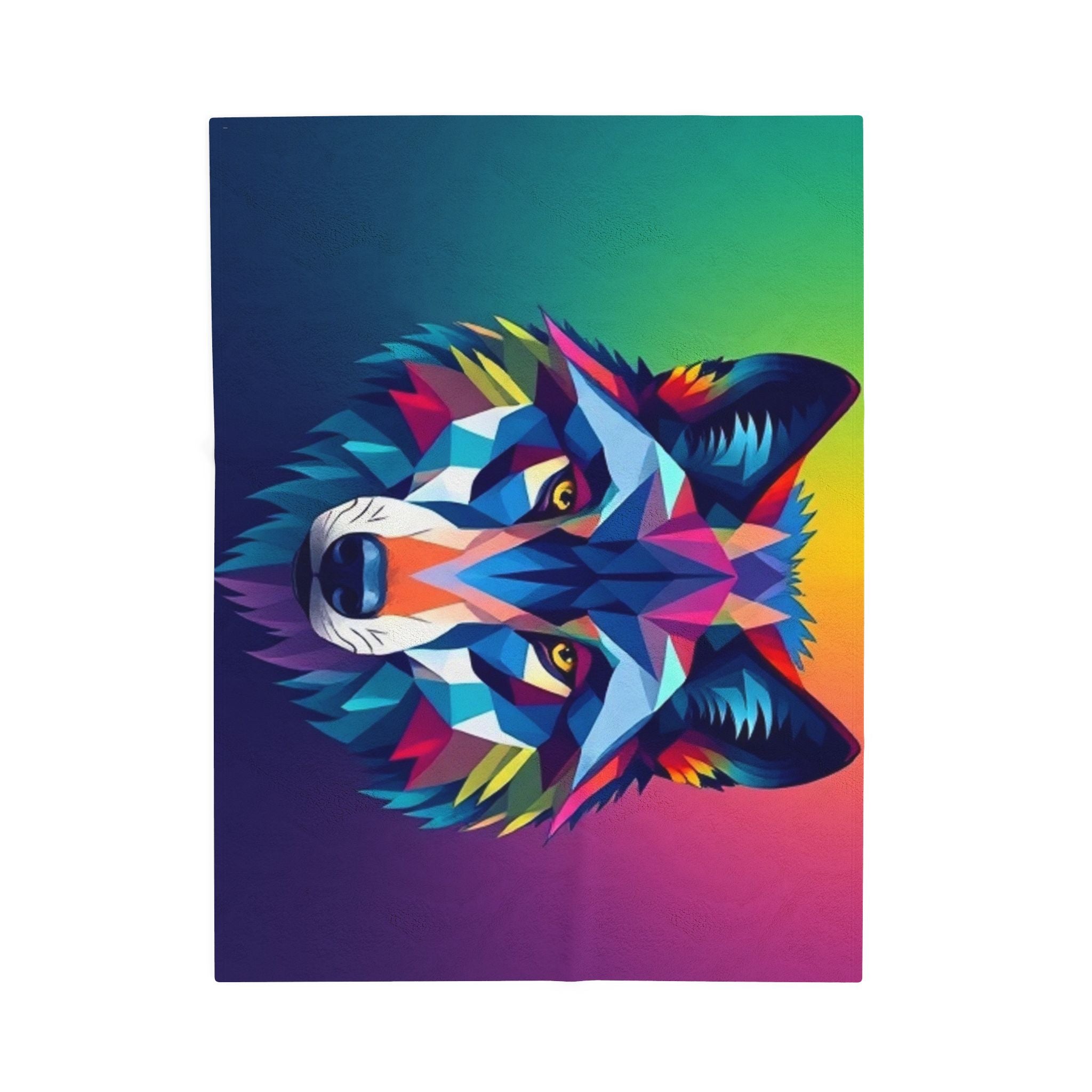 Fractal Wolf Velveteen Plush Blanket