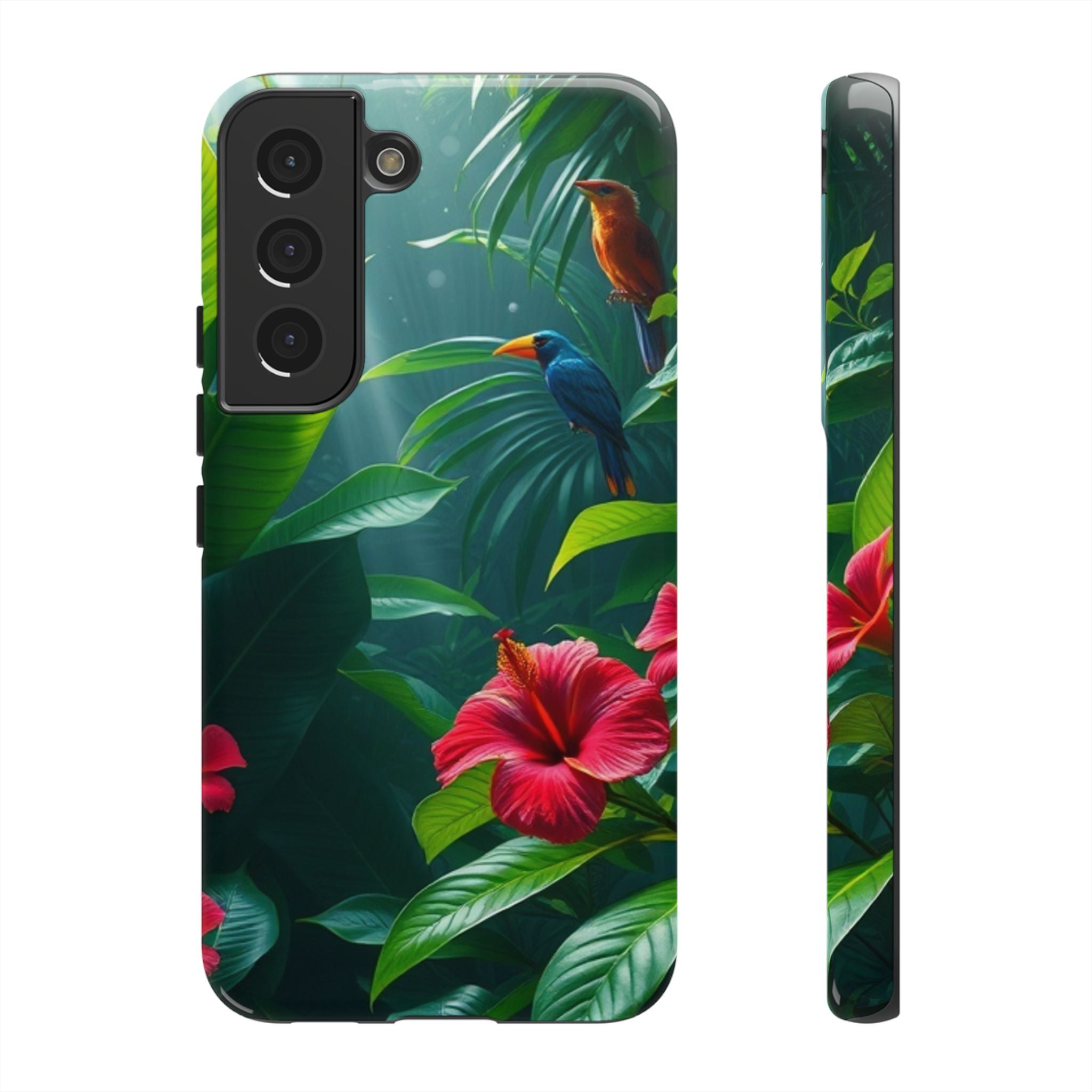 Android OR iPhone Compatible Cases - Tropical Flower & Bird Design - Unique Tough Cases