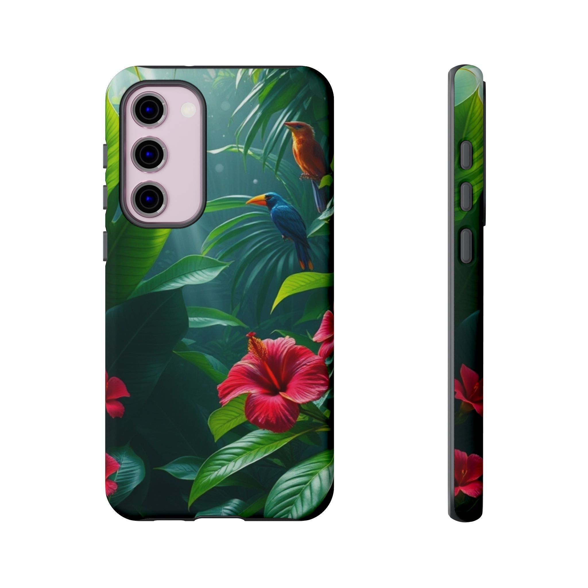 Android OR iPhone Compatible Cases - Tropical Flower & Bird Design - Unique Tough Cases