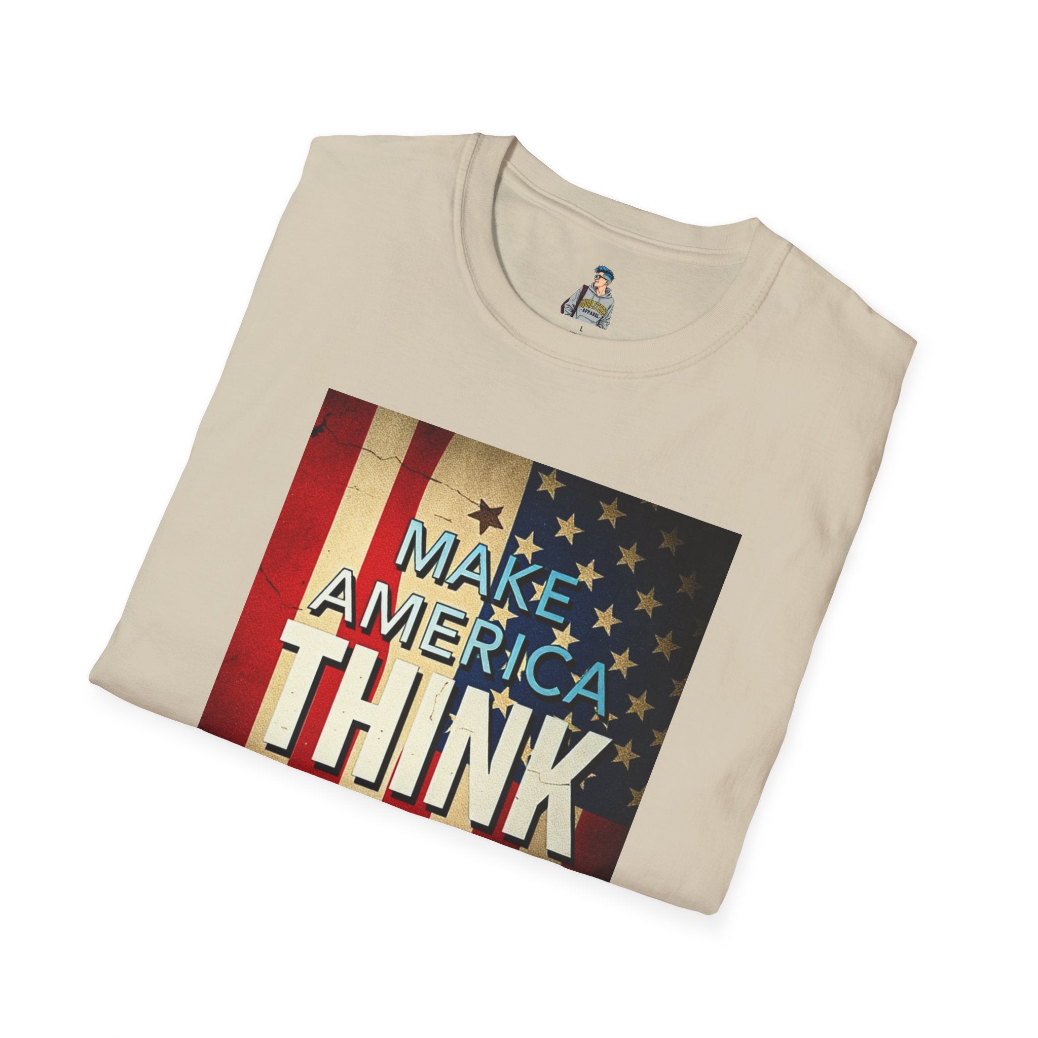 American Patriot Pride Unisex Softstyle T-Shirt, Make America Think Again Political Tee