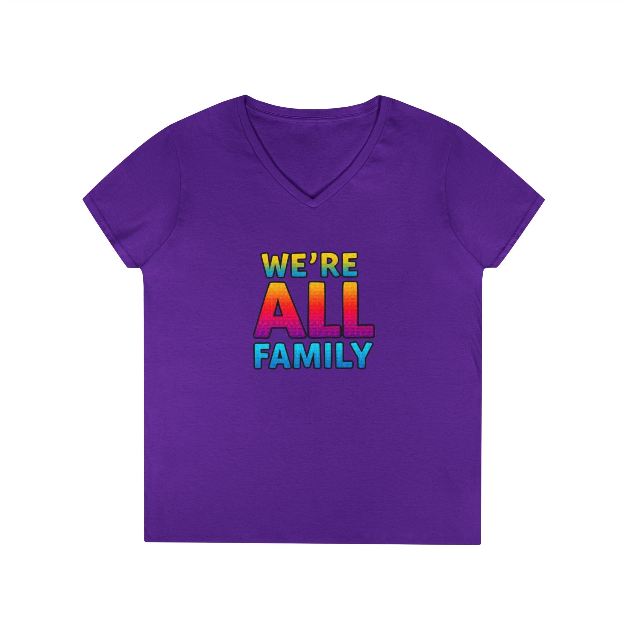 Ladies' V-Neck T-Shirt - "We're All Family" Pride Tee