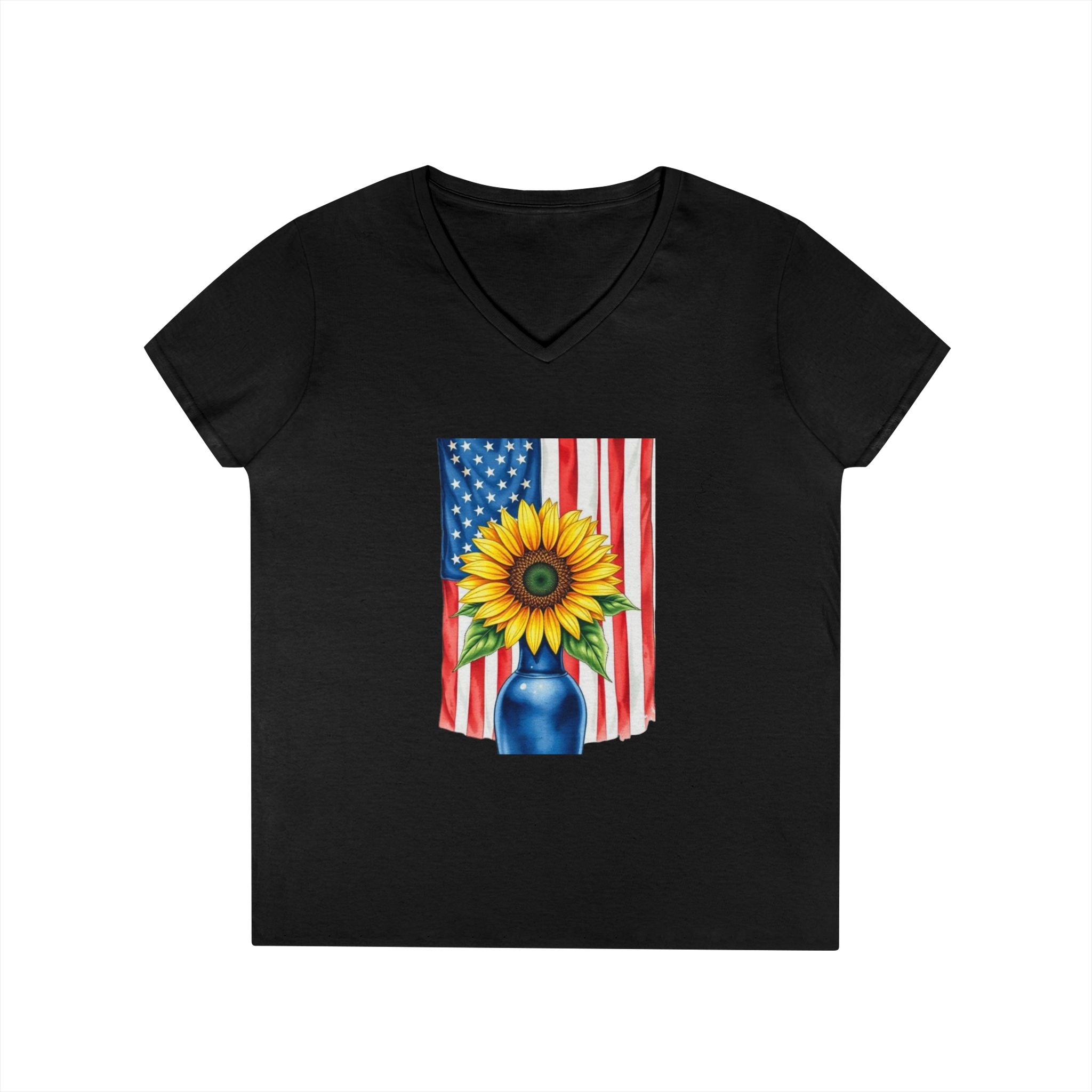V-Neck T-Shirt Patriotic Americans Stand Behind Ukraine
