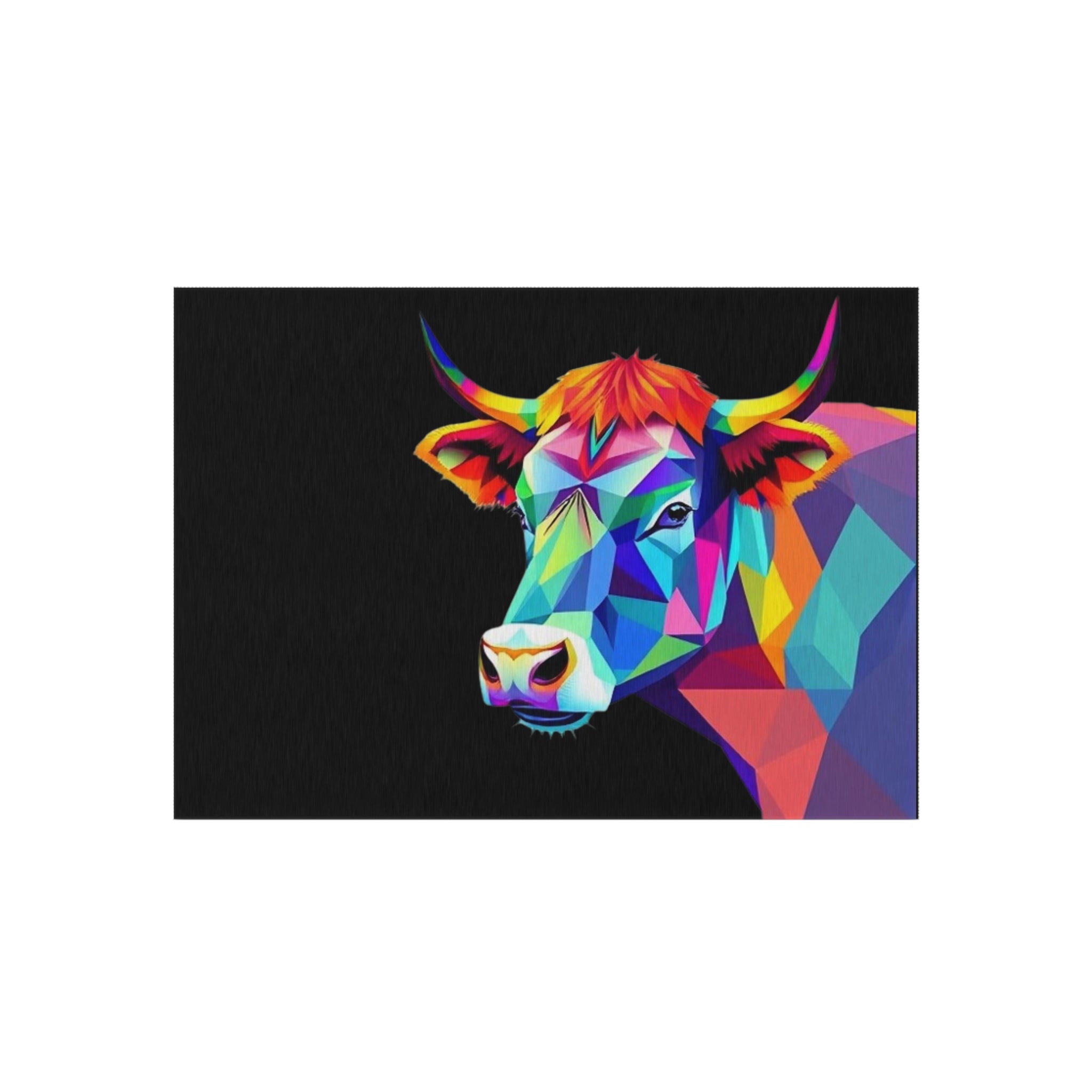 Colorful Cow Outdoor Rug - Colorful Decorative Mat for Patios & Gardens