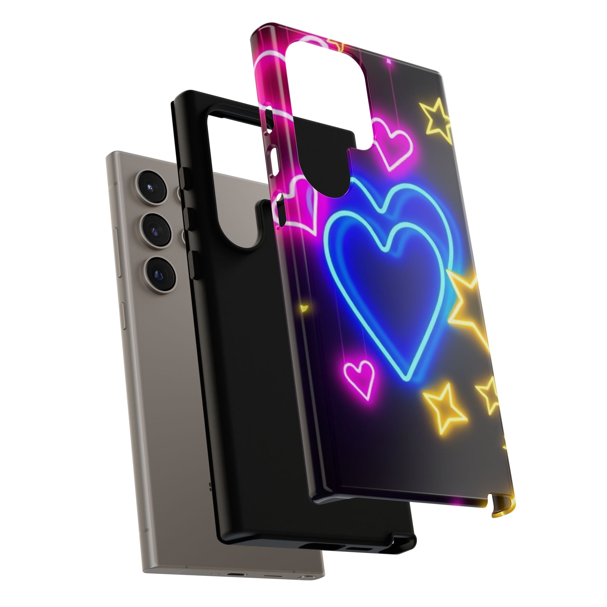Android OR iPhone Compatible Cases - Neon Love Design - Unique Tough Cases