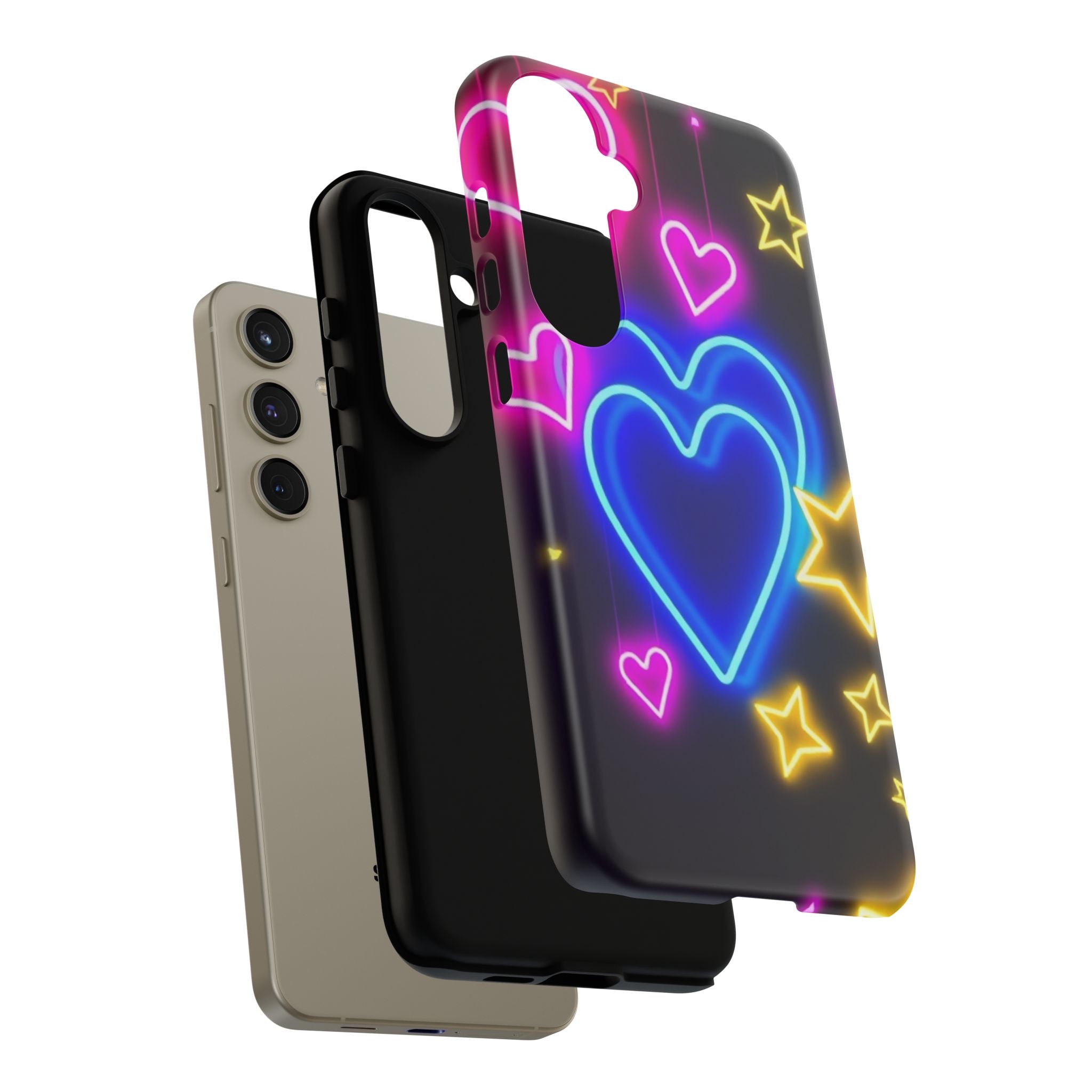 Android OR iPhone Compatible Cases - Neon Love Design - Unique Tough Cases