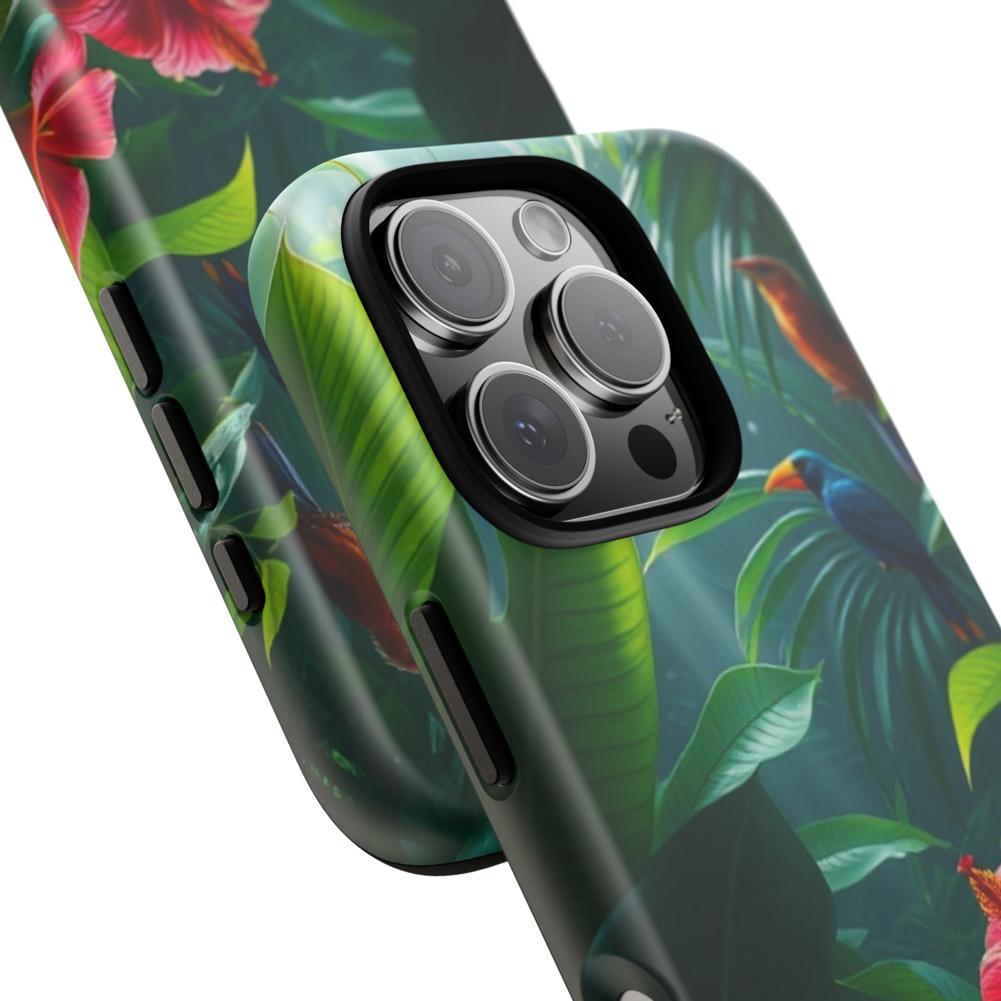 Android OR iPhone Compatible Cases - Tropical Flower & Bird Design - Unique Tough Cases