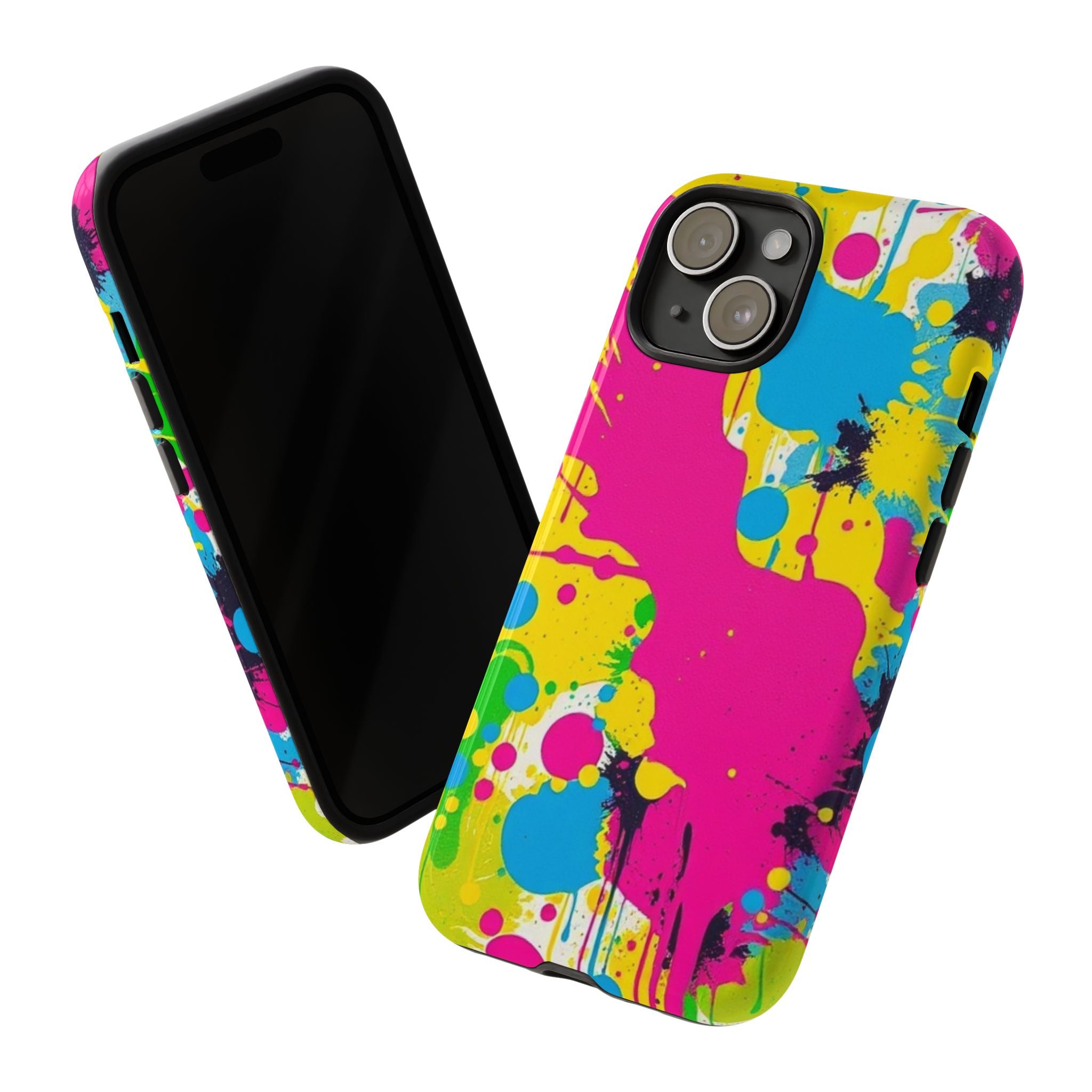 Android OR iPhone Compatible Cases - Crazy Retro Color Splash Design - Unique Tough Cases