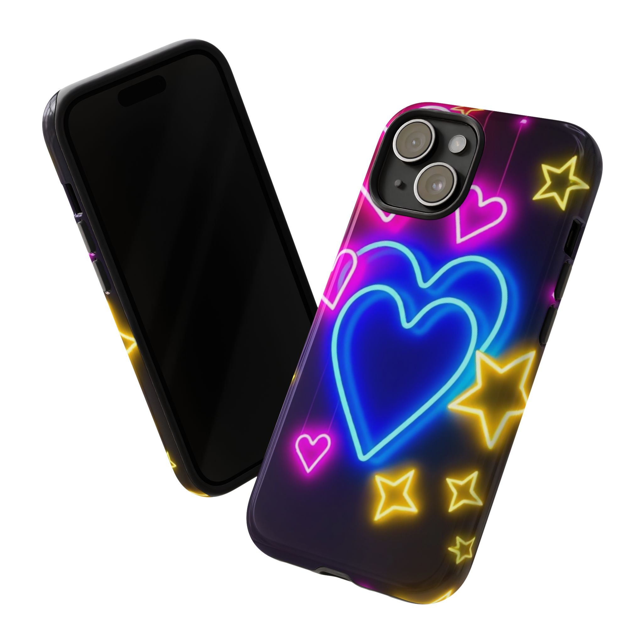 Android OR iPhone Compatible Cases - Neon Love Design - Unique Tough Cases
