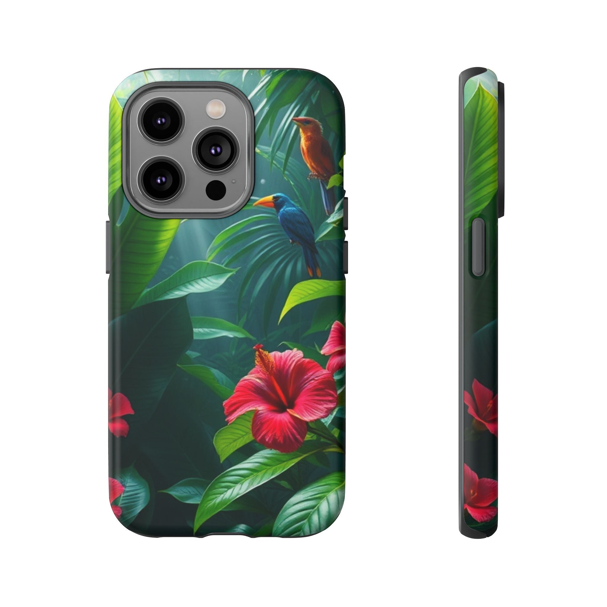 Android OR iPhone Compatible Cases - Tropical Flower & Bird Design - Unique Tough Cases