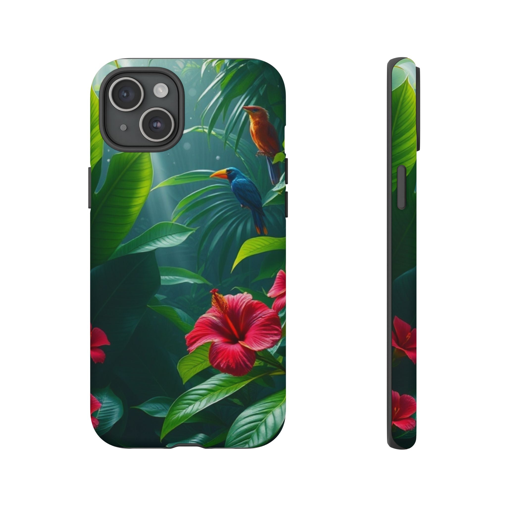 Android OR iPhone Compatible Cases - Tropical Flower & Bird Design - Unique Tough Cases