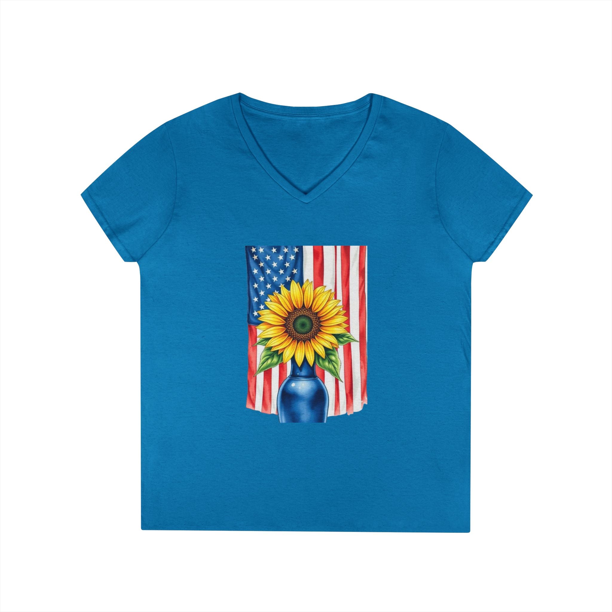 V-Neck T-Shirt Patriotic Americans Stand Behind Ukraine