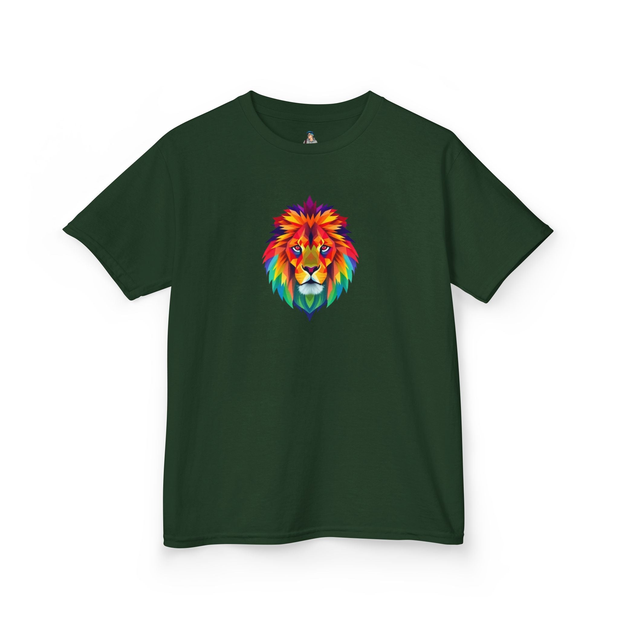 Colorful Fractal Lion Kids Heavy Cotton Tee