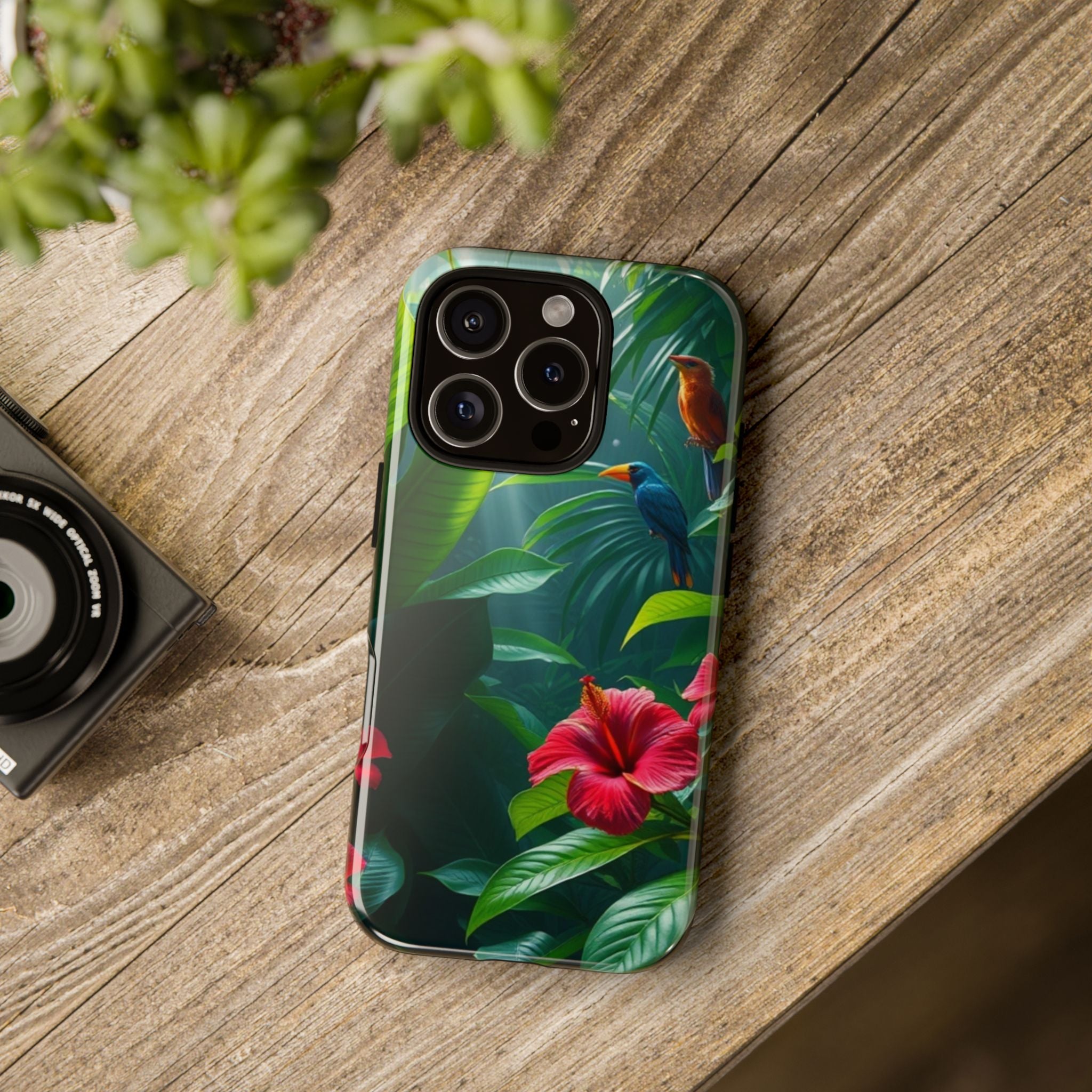 Android OR iPhone Compatible Cases - Tropical Flower & Bird Design - Unique Tough Cases