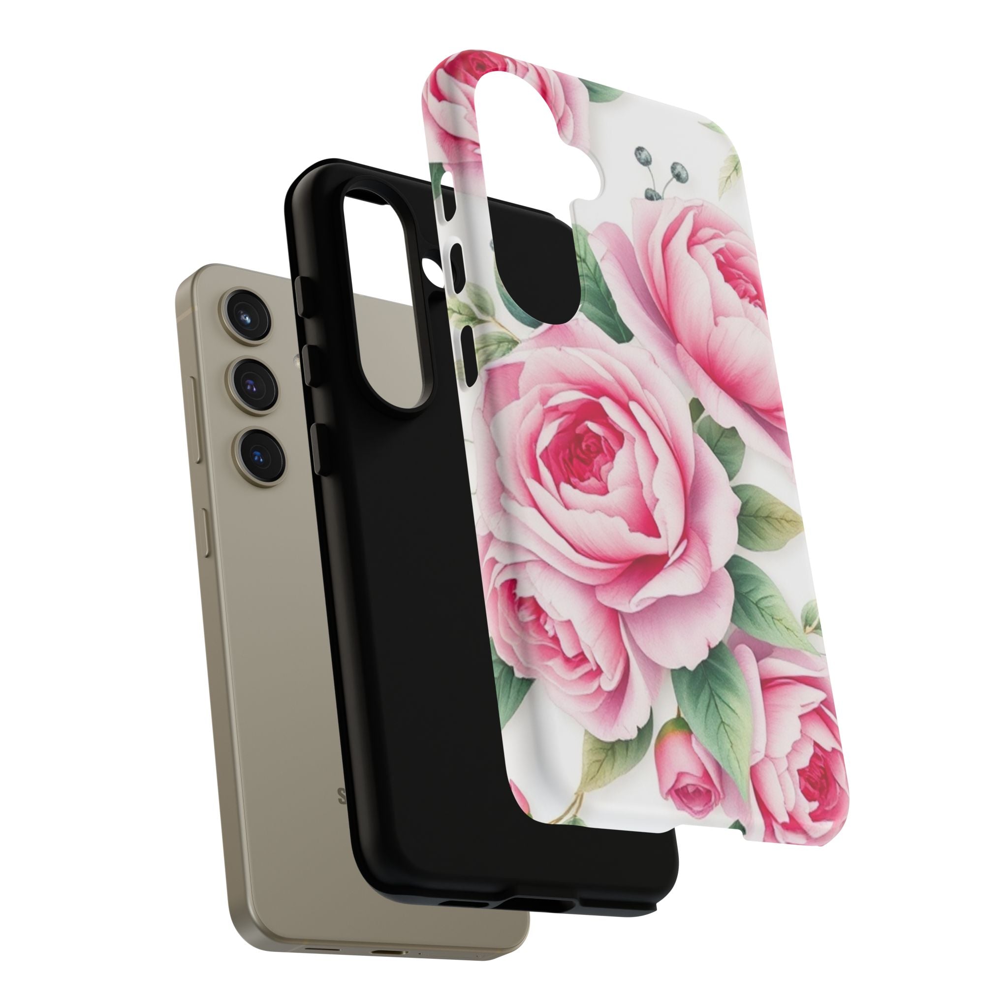 Android OR iPhone Compatible Cases - Pink Flower Design - Unique Tough Cases